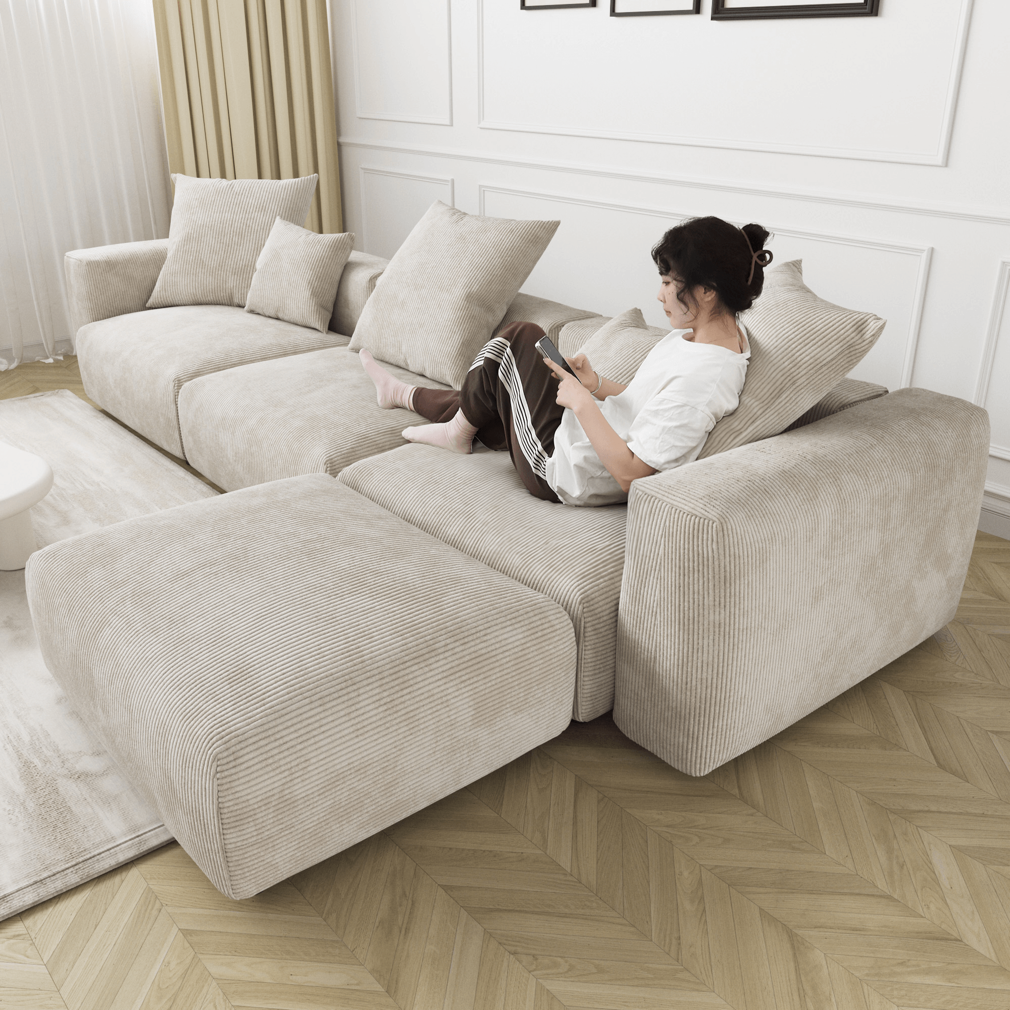 ModLuxe Modern Modular Sectional – 142” Wide Contemporary Sofa