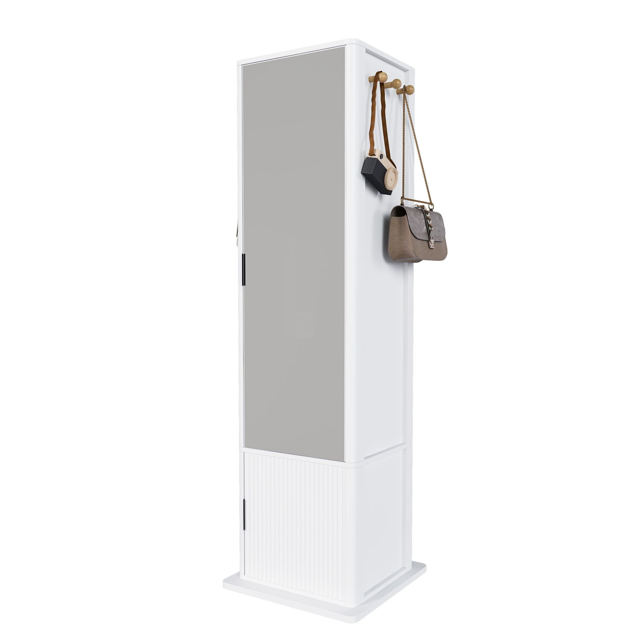 360 Degrees Rotating Makeup Cabinet With Full-Length Mirror, Jewelry Storage