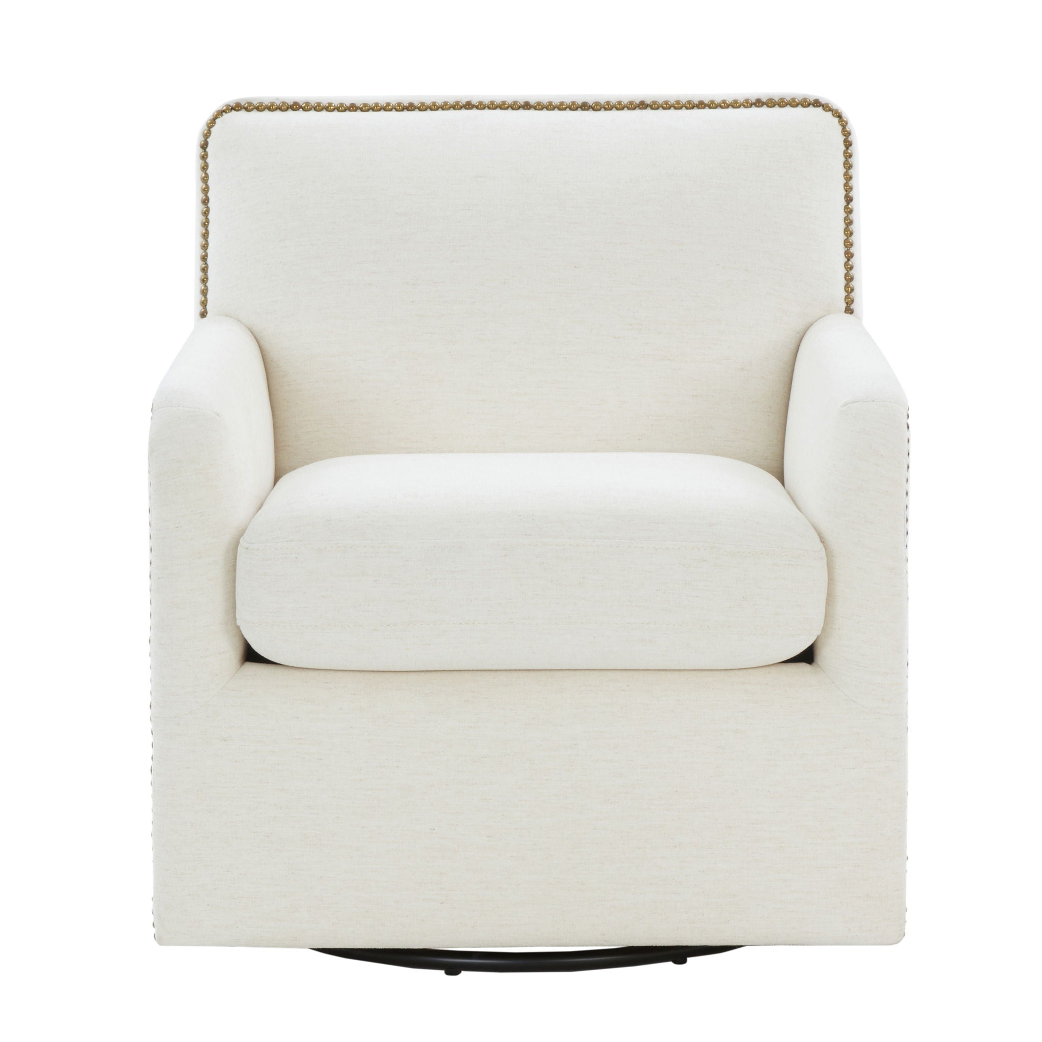 Tolland - Swivel Accent Chair With Antique Brass Nailhead Trim - Cream
