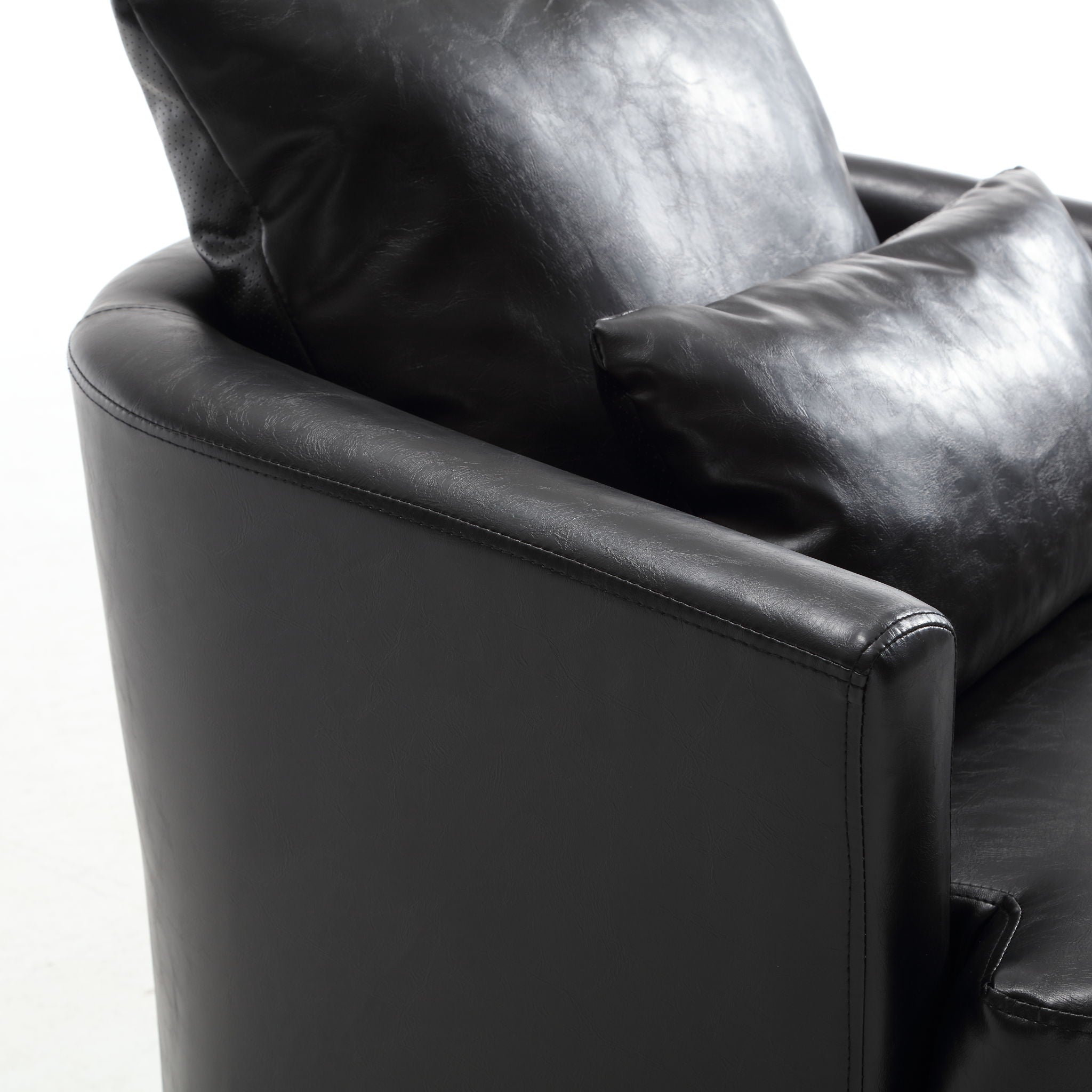 Modern Barrel Comfy Round Accent Sofa Chair, 360 Degree Swivel