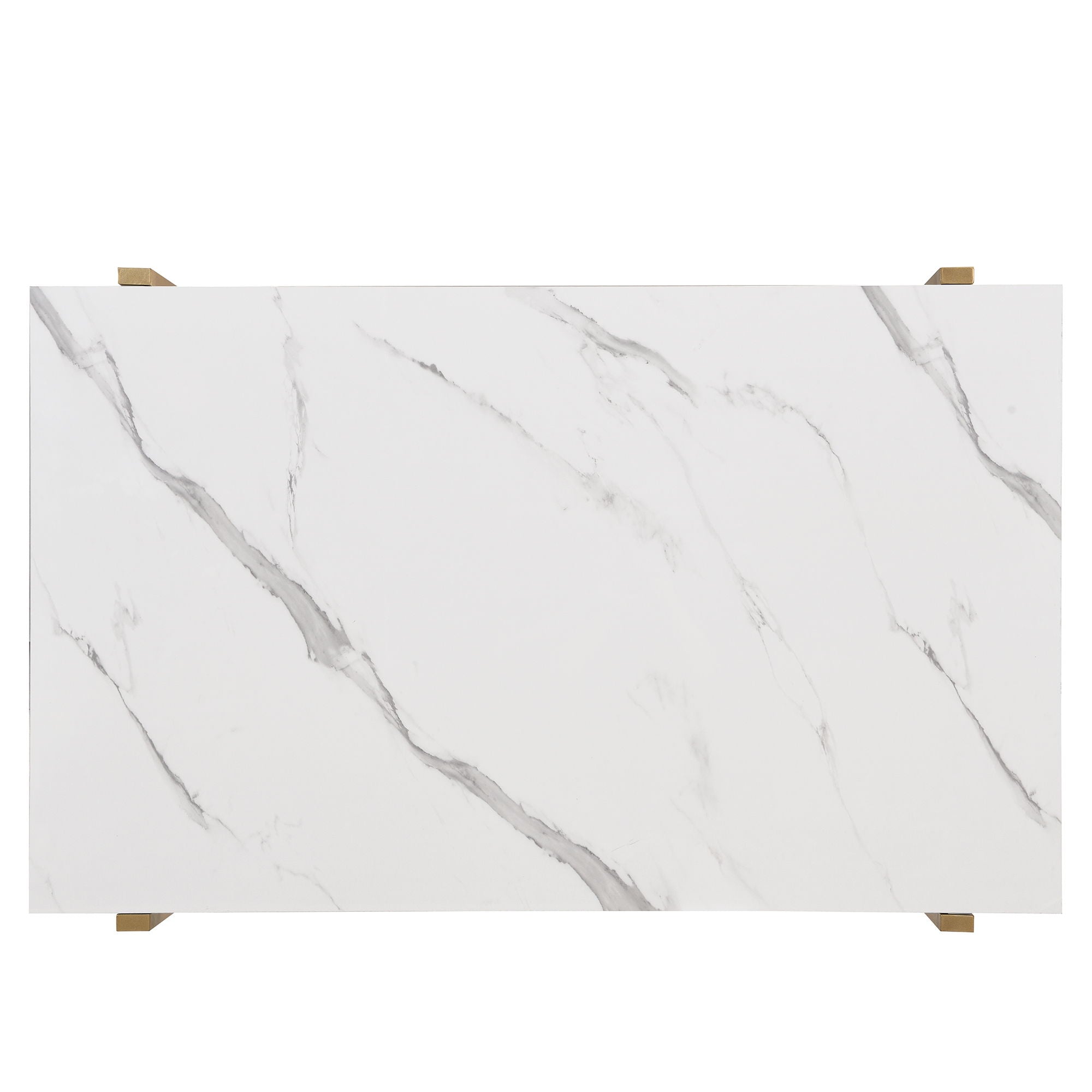 Modern Dining Table Set For 6 Faux Marble Kitchen Table Set With 6 Upholstered Dining Chairs, 7 Piece - White / Golden