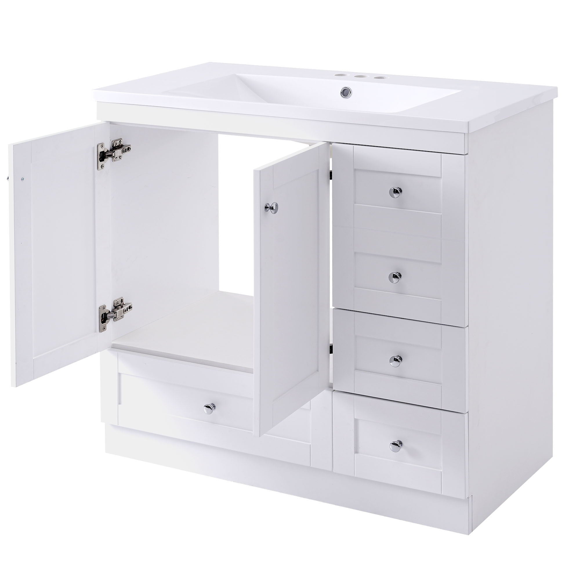 Shaker Free Standing Bathroom Vanity Cabinet With Sink, Soft Close Drawers, Soft Close Doors - Best Buy Furniture