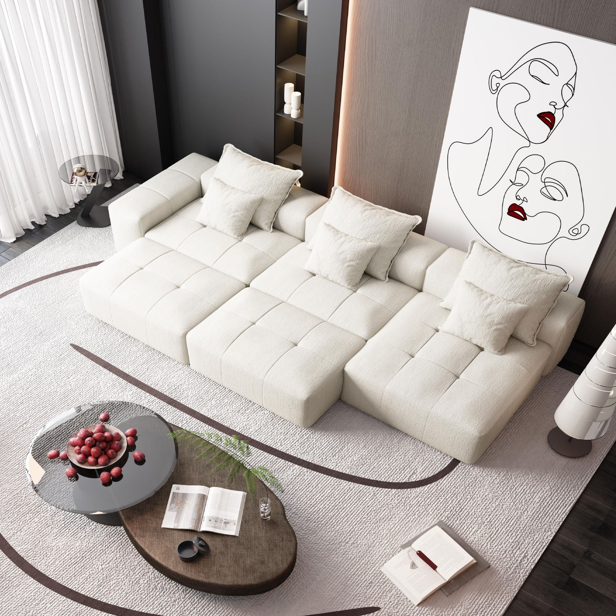 Modern Oversized Diy Combination Modular Sectional Sofa With Pillows