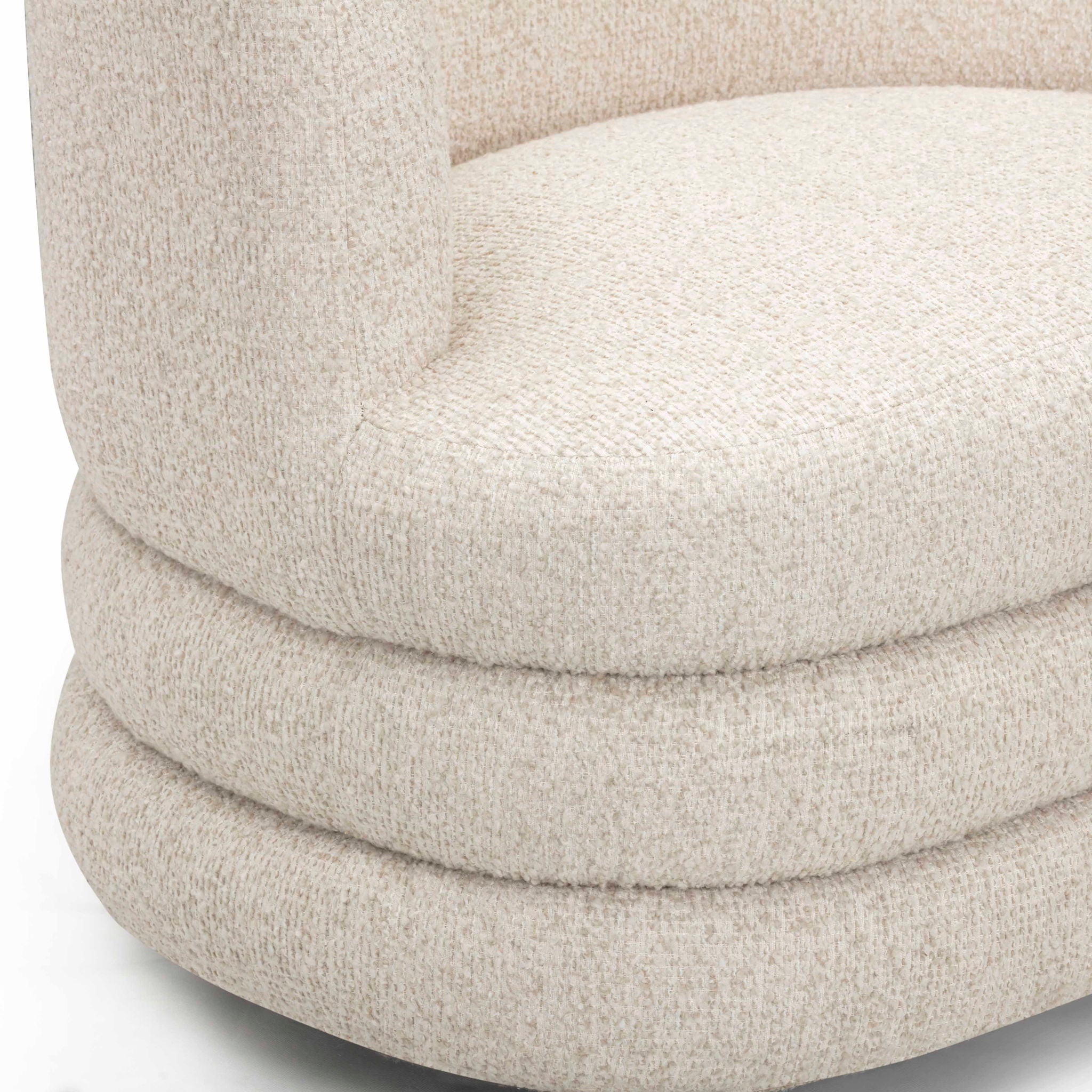 Astor - Heavy Boucle Swivel Hotel Lounge Chair - Cream