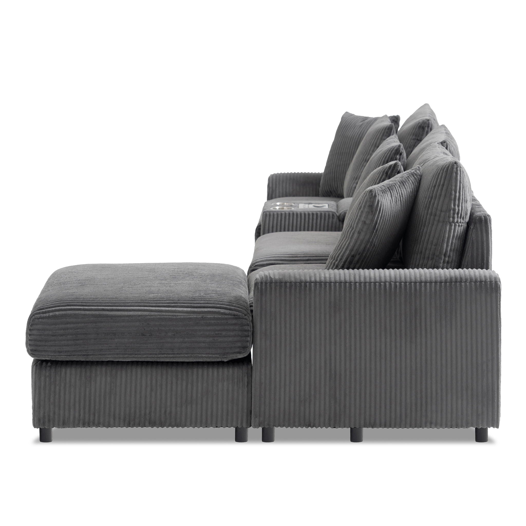 Sectional With Bluetooth Speakers L Shaped Couch With Console USB Charger, Cup Holders Storage Ottoman Deep And Wide Seat Cloud Sofa - Best Buy Furniture