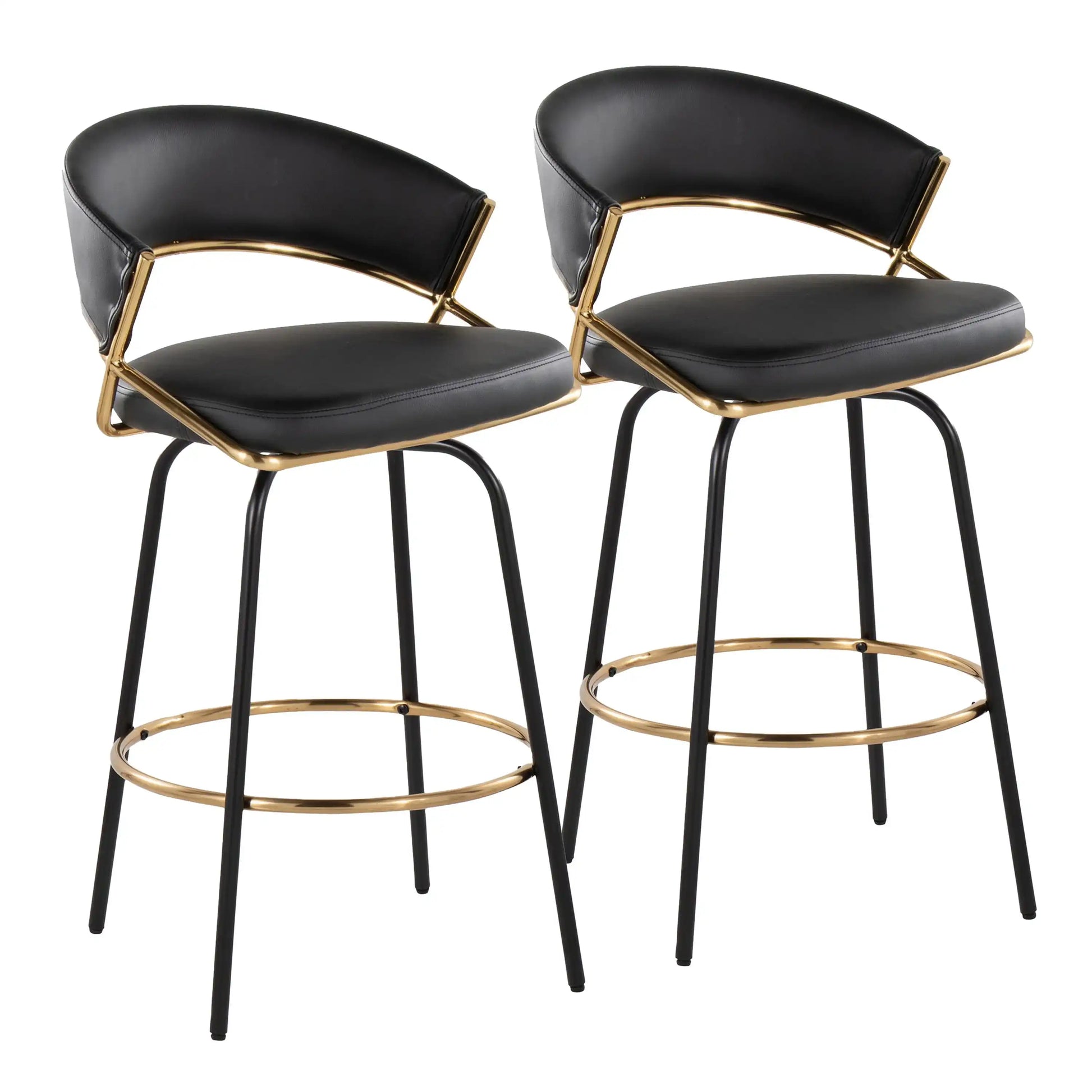 Jie - Fixed Height Contemporary Counter Stool With Swivel Round Footrest (Set of 2) - Best Buy Furniture