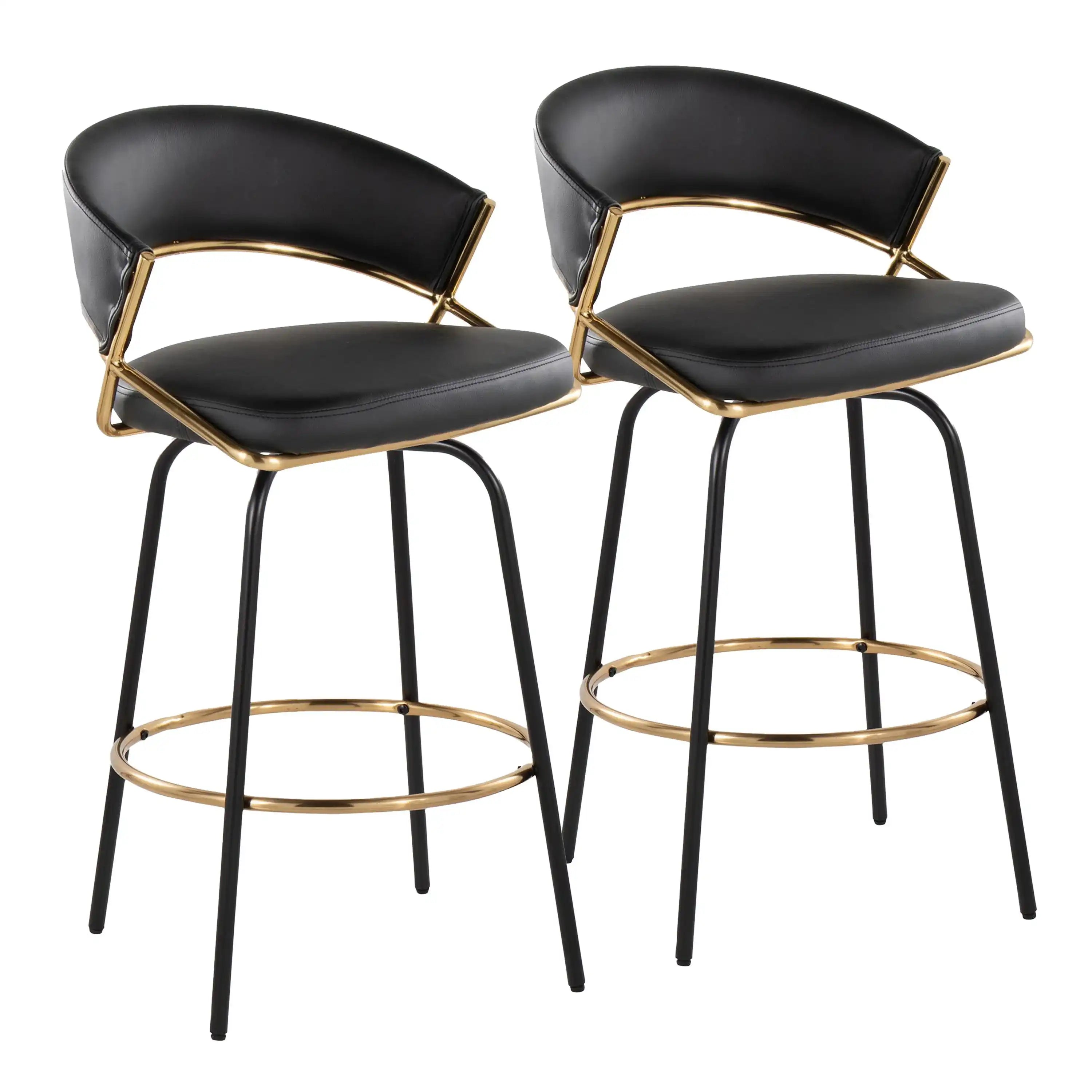 Jie - Fixed Height Contemporary Counter Stool With Swivel Round Footrest (Set of 2) - Best Buy Furniture