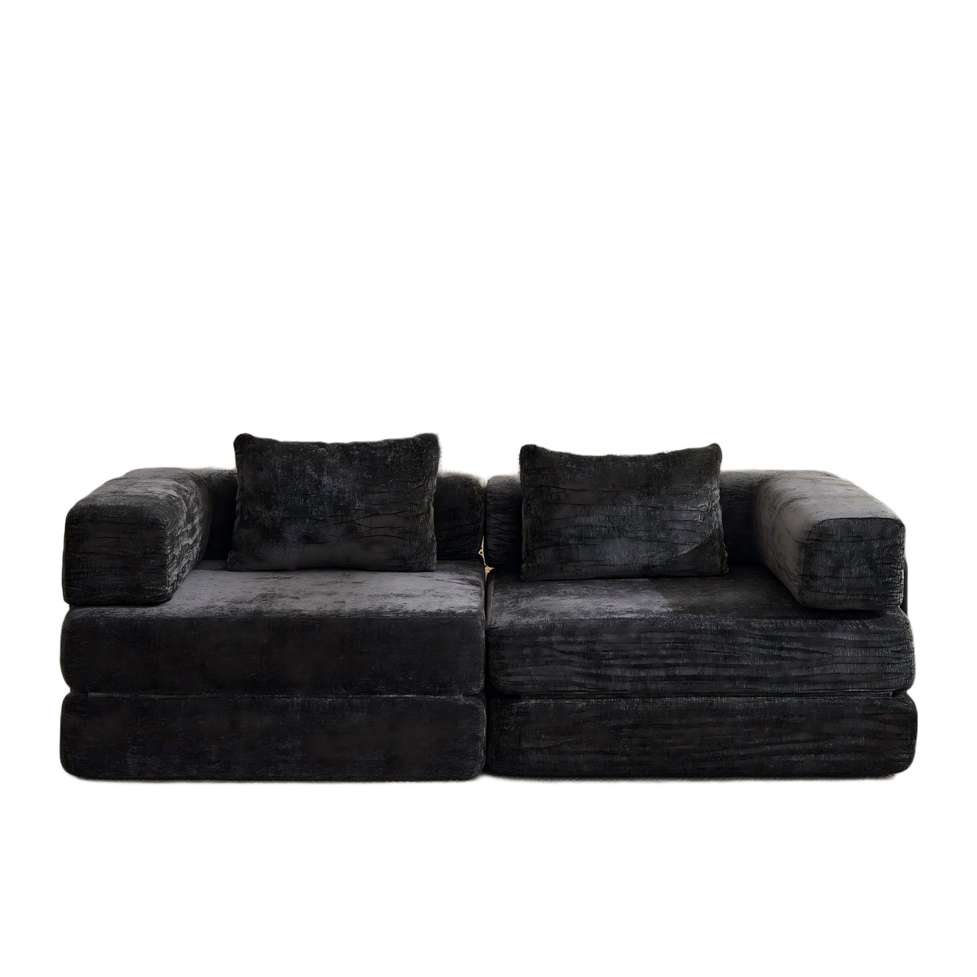 Convertible Floor Sofa Bed With Fixed Shape Frame, Loveseats Boneless Modular Sectional, For Living Room - Black