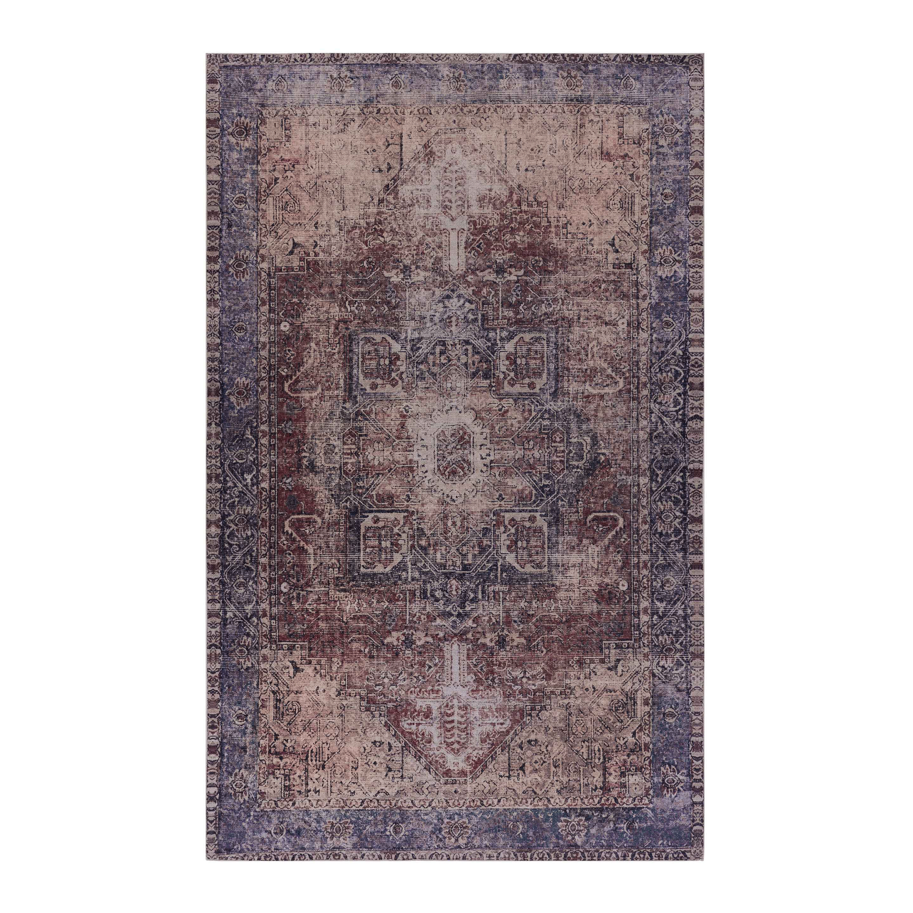 Area rug 3x5, washable rug, low-pile, non-slip, non-shedding, foldable, kid & pet friendly - area rugs for living room, bedroom, kitchen, dining room rug - perfect gifts, (burgundy, 3' x 5')