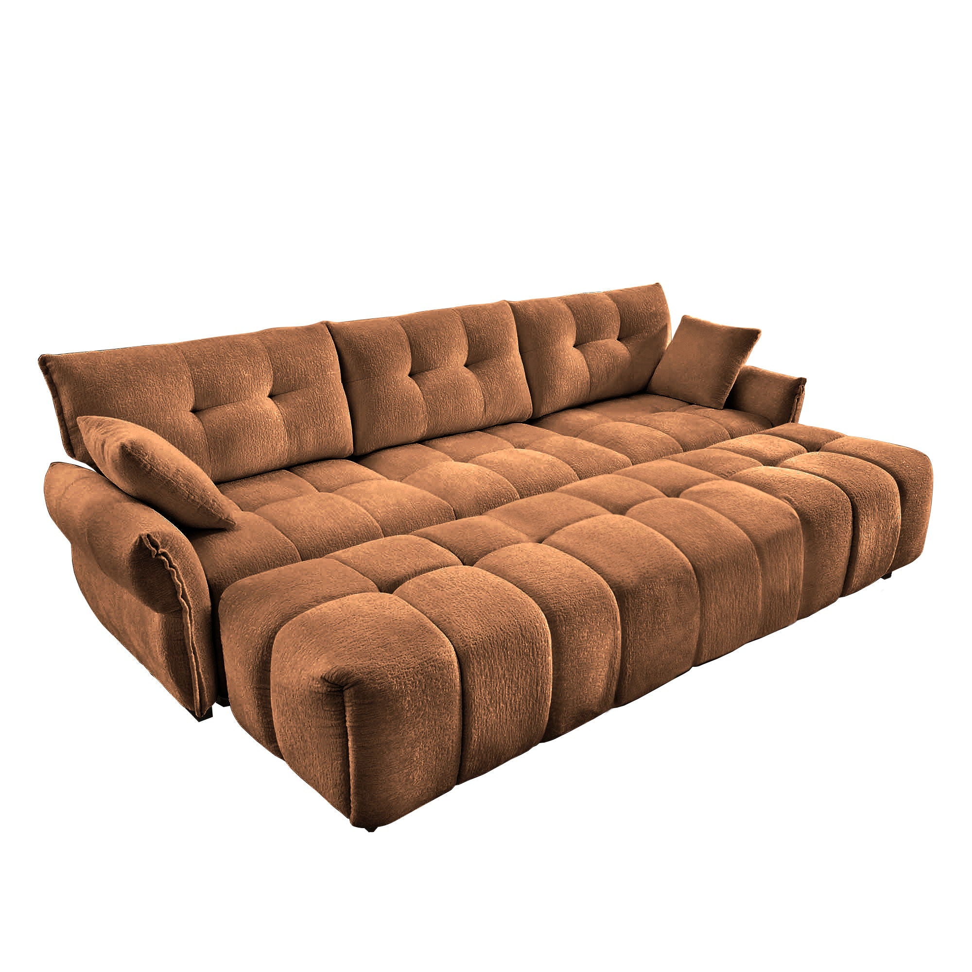 Sofa Set With Ottoman And Pillows, Textured, High Resilience Cushions
