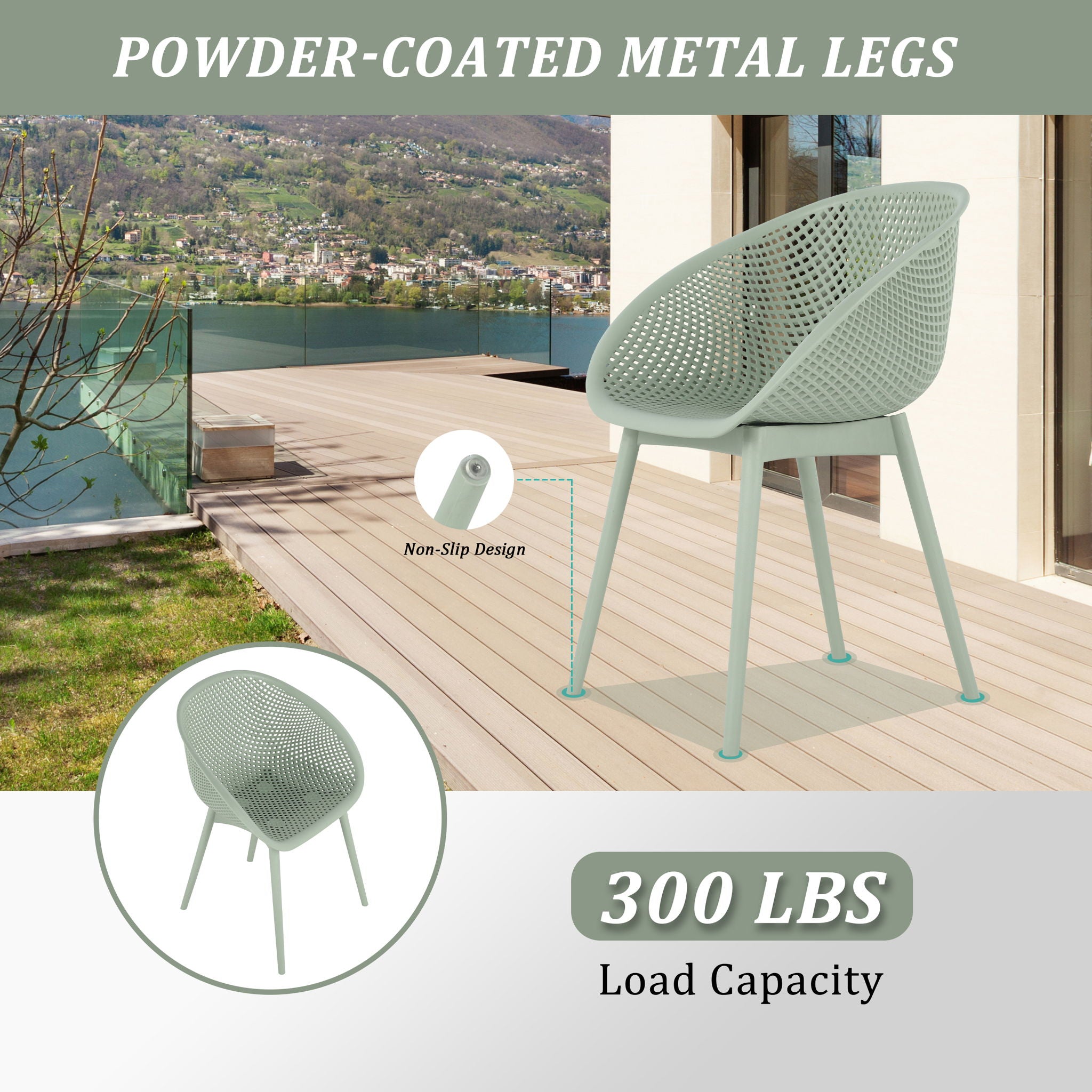 2 Piece Durable Single Chair With Mesh Hollow Out Design