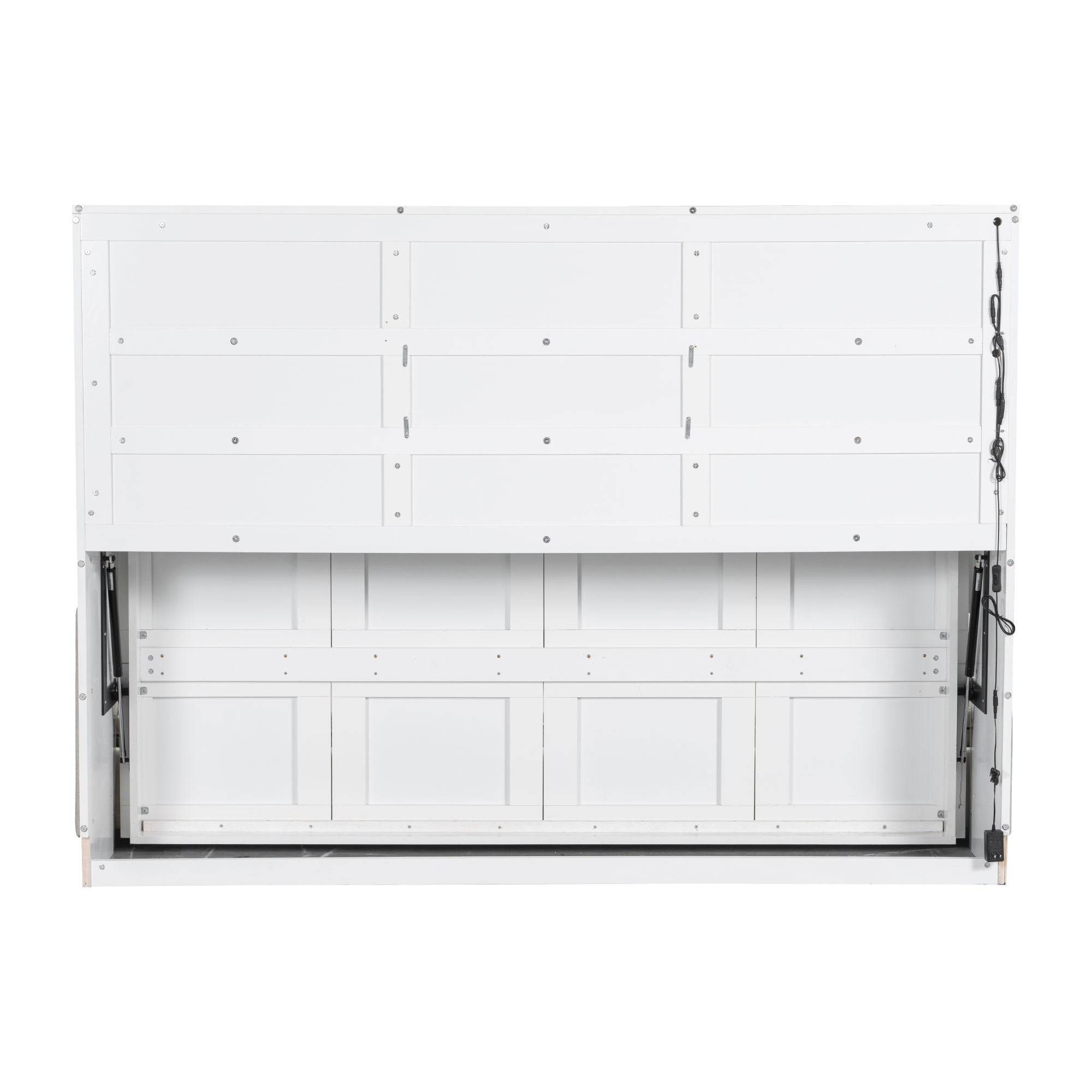 Murphy Cabinet Bed With Folding Sofa, Built In Storage Shelves And LED Light