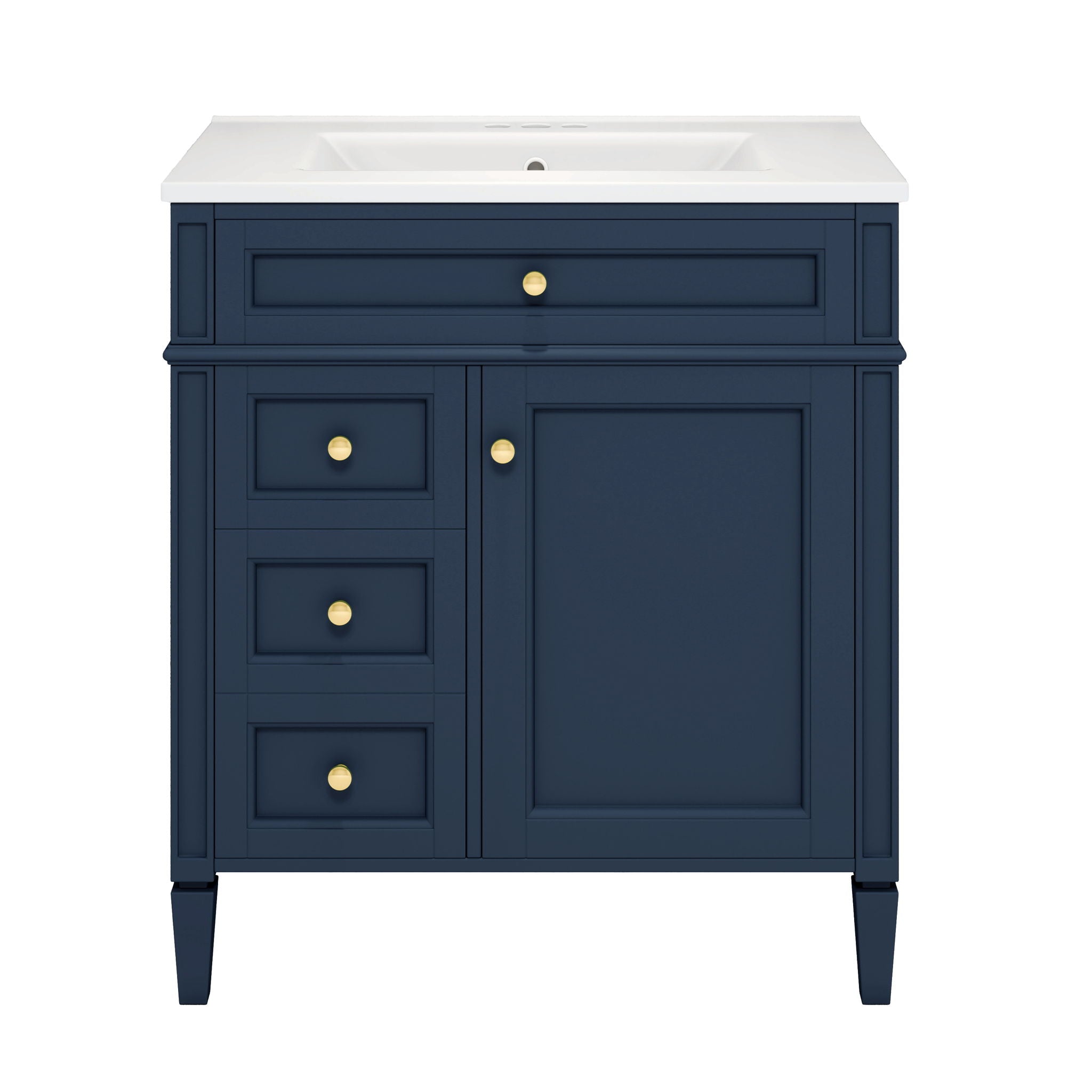 Bathroom Vanity With Medicine Cabinet, Royal Blue Mirror Cabinet, Modern Bathroom Storage Cabinet With 2 Soft Closing Doors And 4 Drawers
