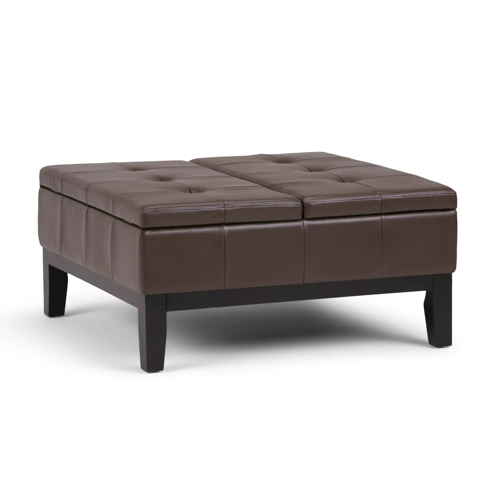 Dover - Square Coffee Table Storage Ottoman - Chocolate Brown - Best Buy Furniture
