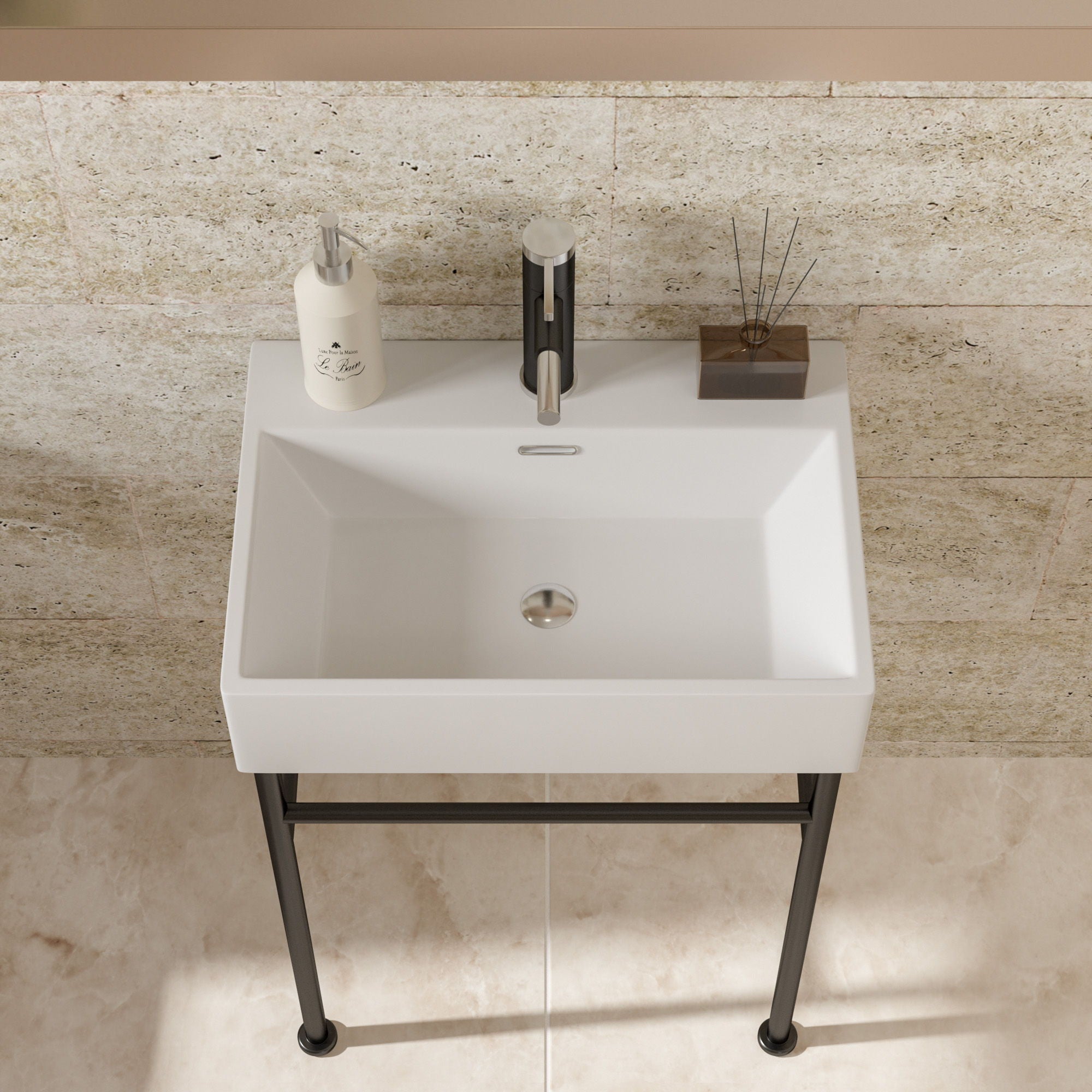 Ceramic Console Bathroom Sink With Overflow