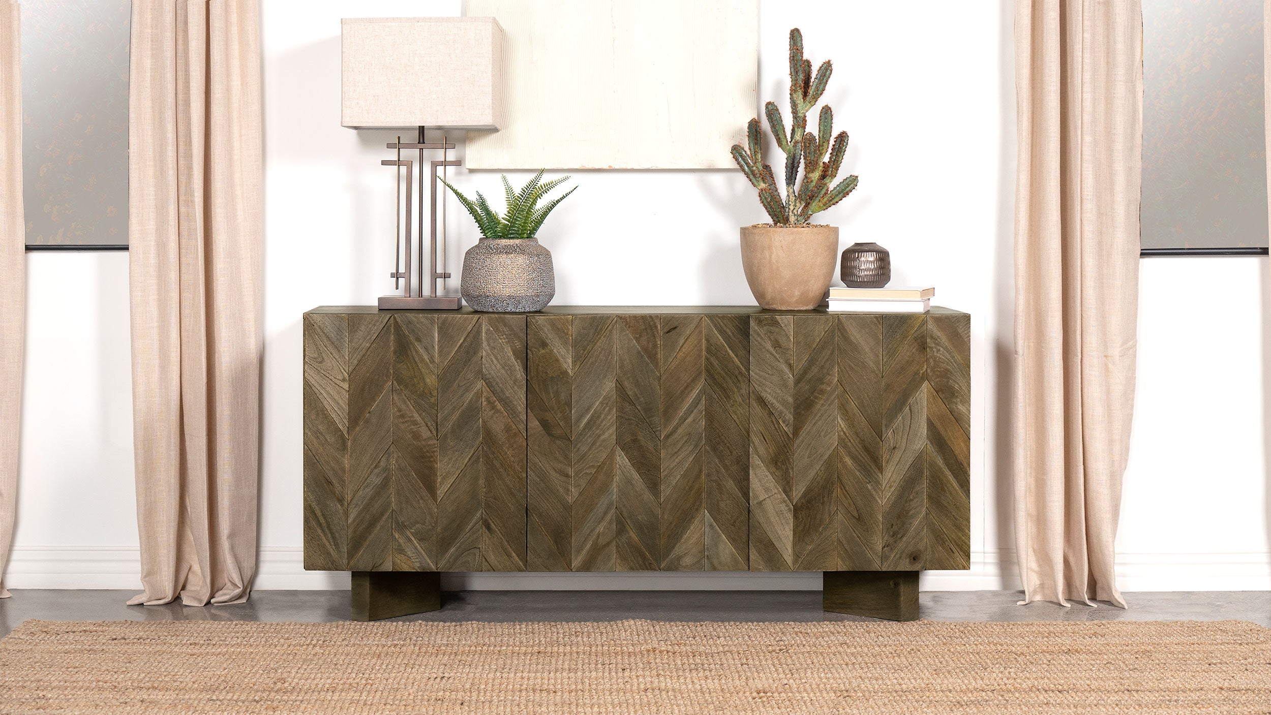 Tyler 3-door Solid Wood Sideboard Buffet Cabinet Mango Brown-