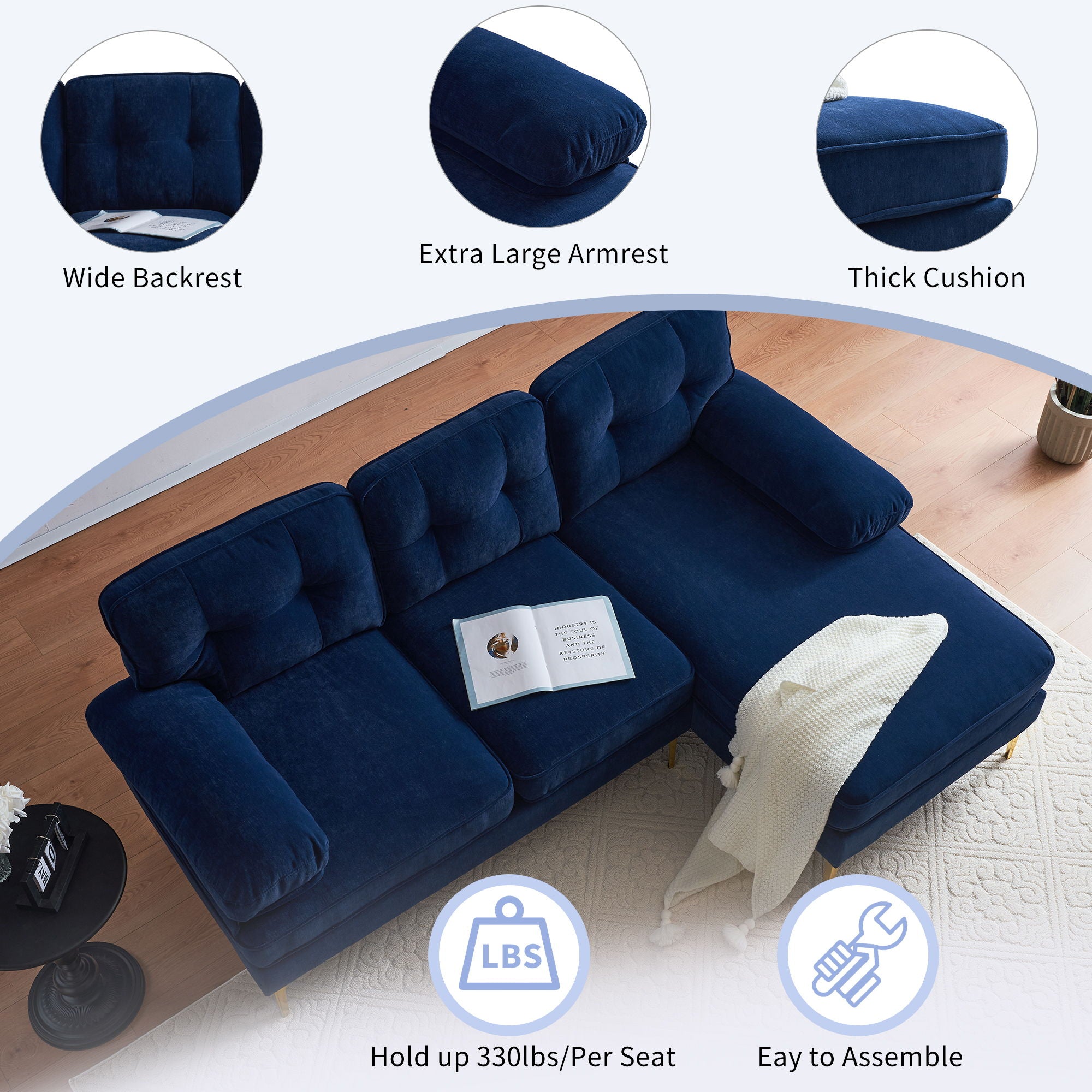 Modern L Shaped Sectional Sofa For Living Room