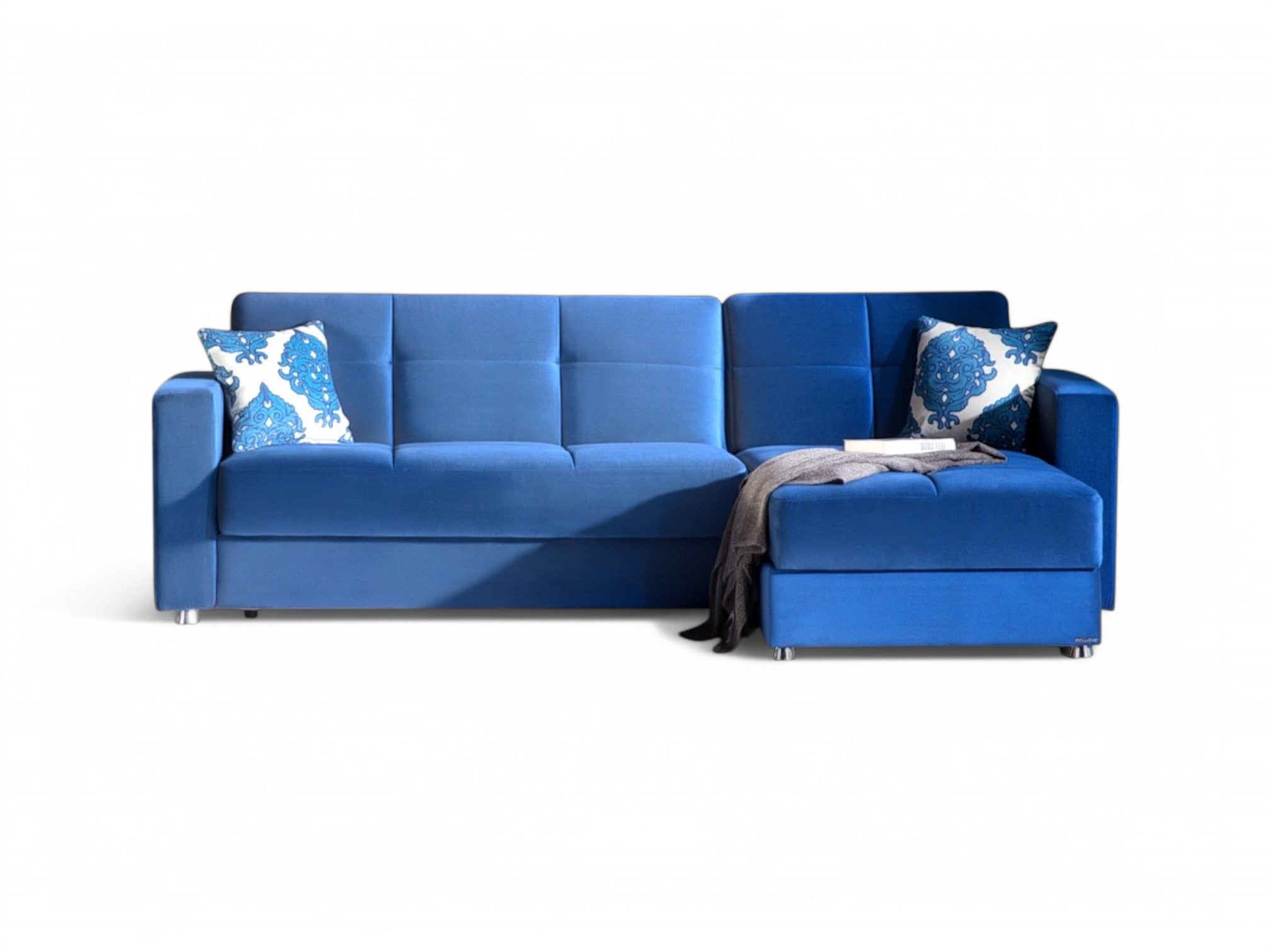 ELEGANT 102" Wide Reversible Sleeper Sectional with Storage – Velvet Fabric
