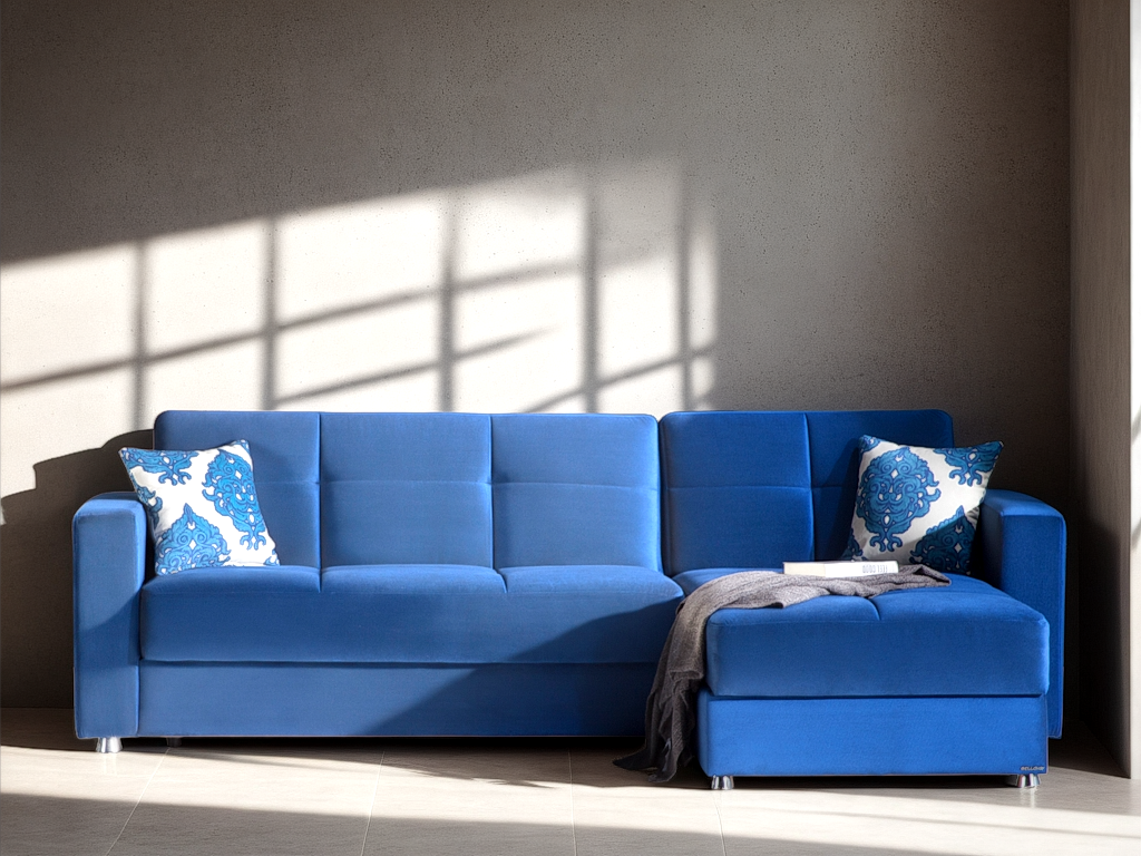 ELEGANT 102" Wide Reversible Sleeper Sectional with Storage – Velvet Fabric