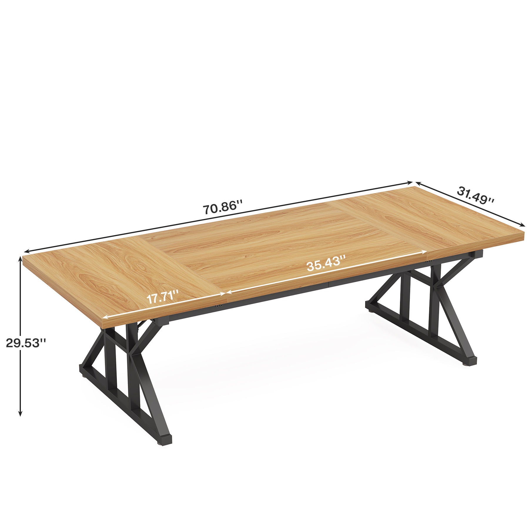Rectangular Dining Table With X Trestle Metal Legs