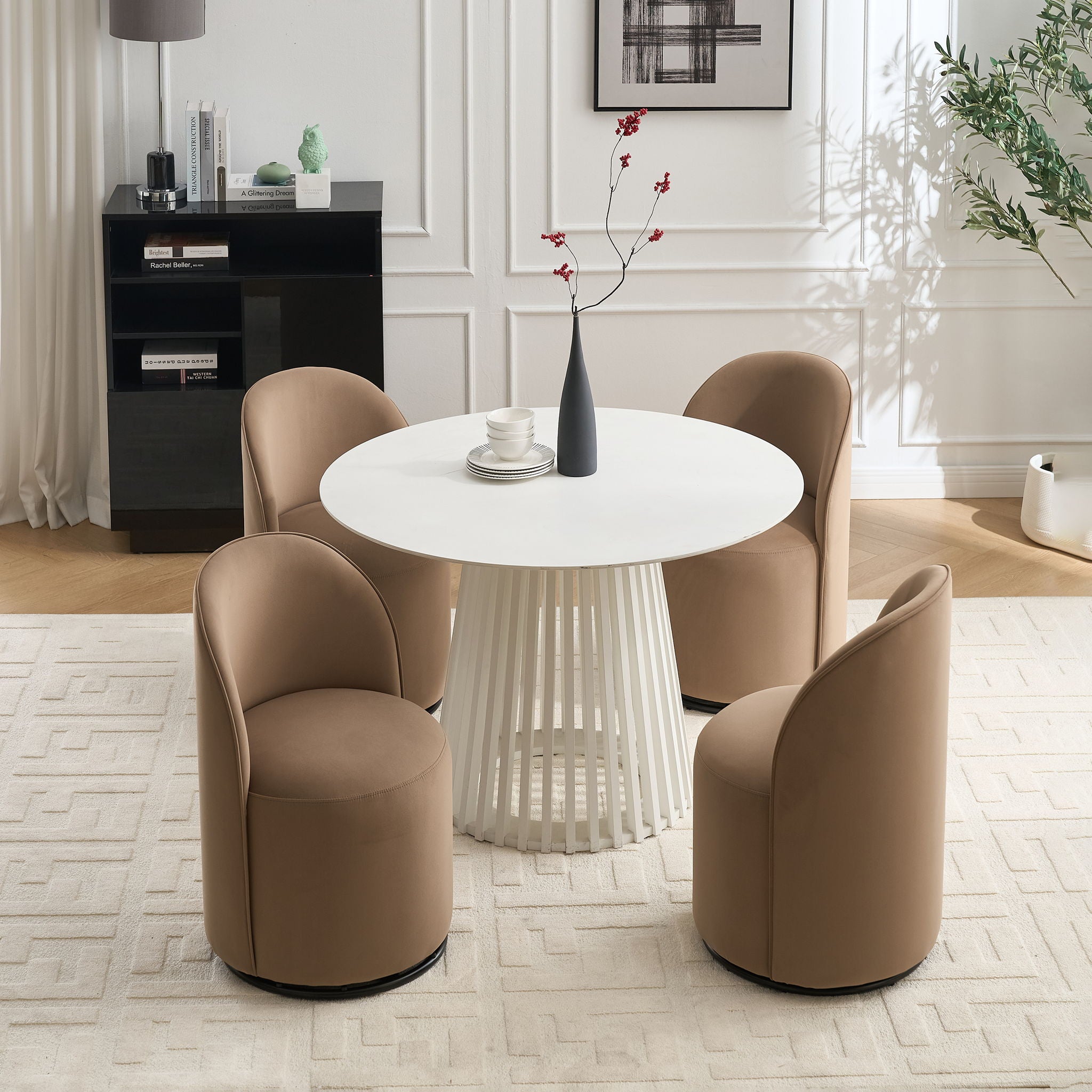 360 Degree Swivel Armless Dining Barrel Chair