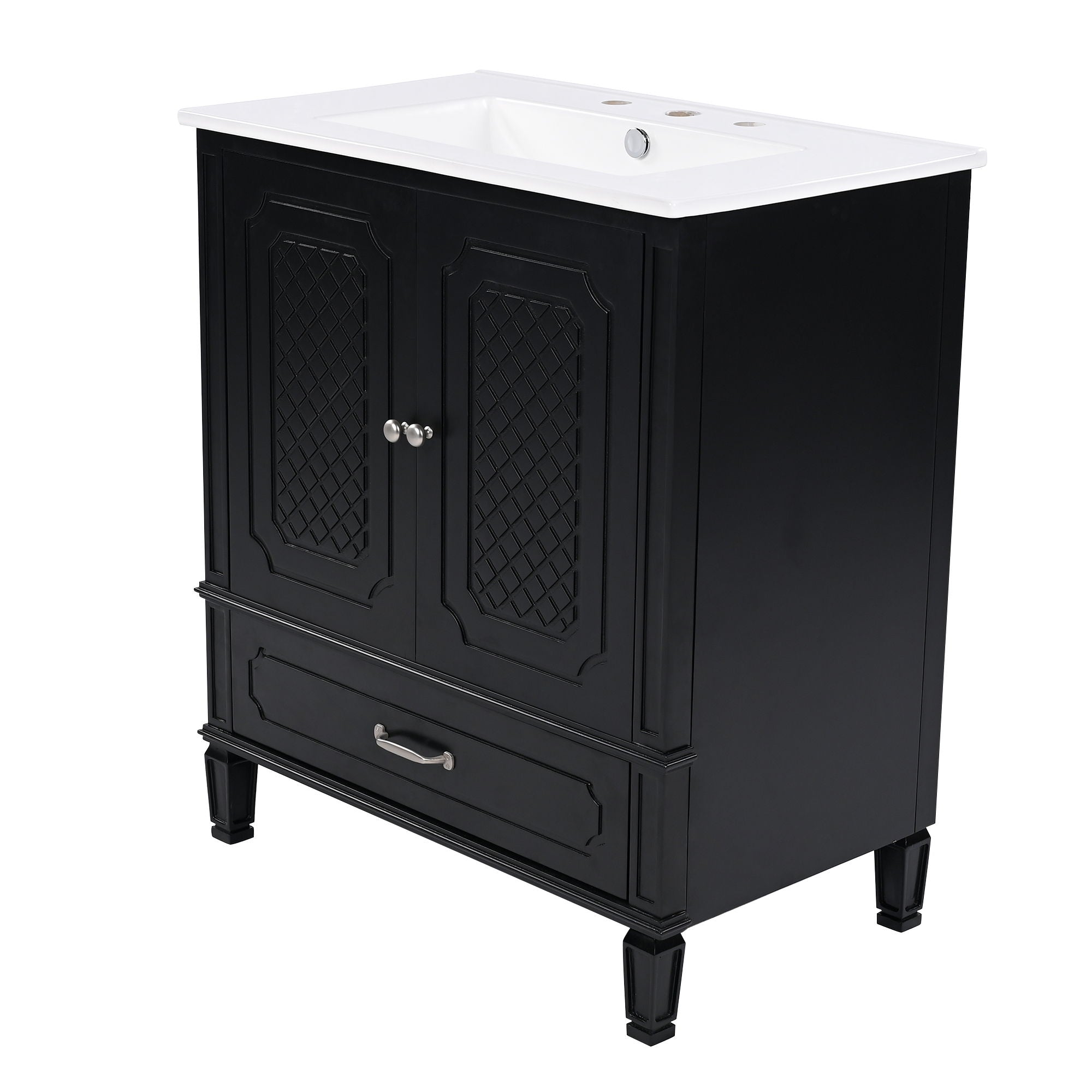 Vintage Style Bathroom Vanity With Sink, Multi Functional Storage, Soft-Closing Door - Best Buy Furniture