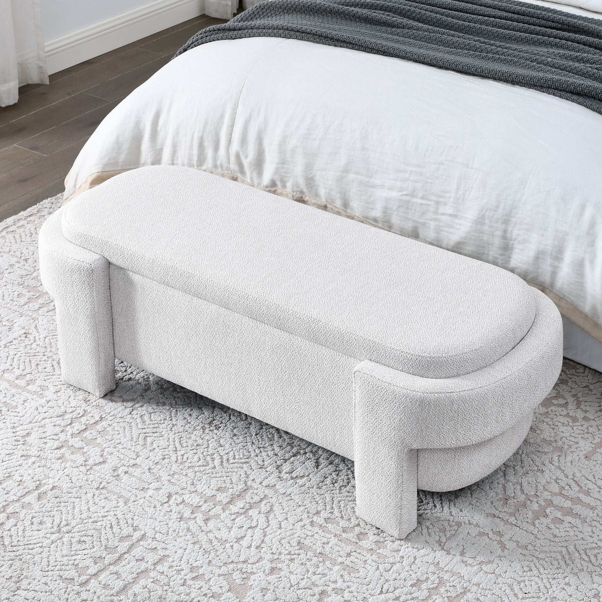 Tessa Cream Linen Storage Bench - Best Buy Furniture