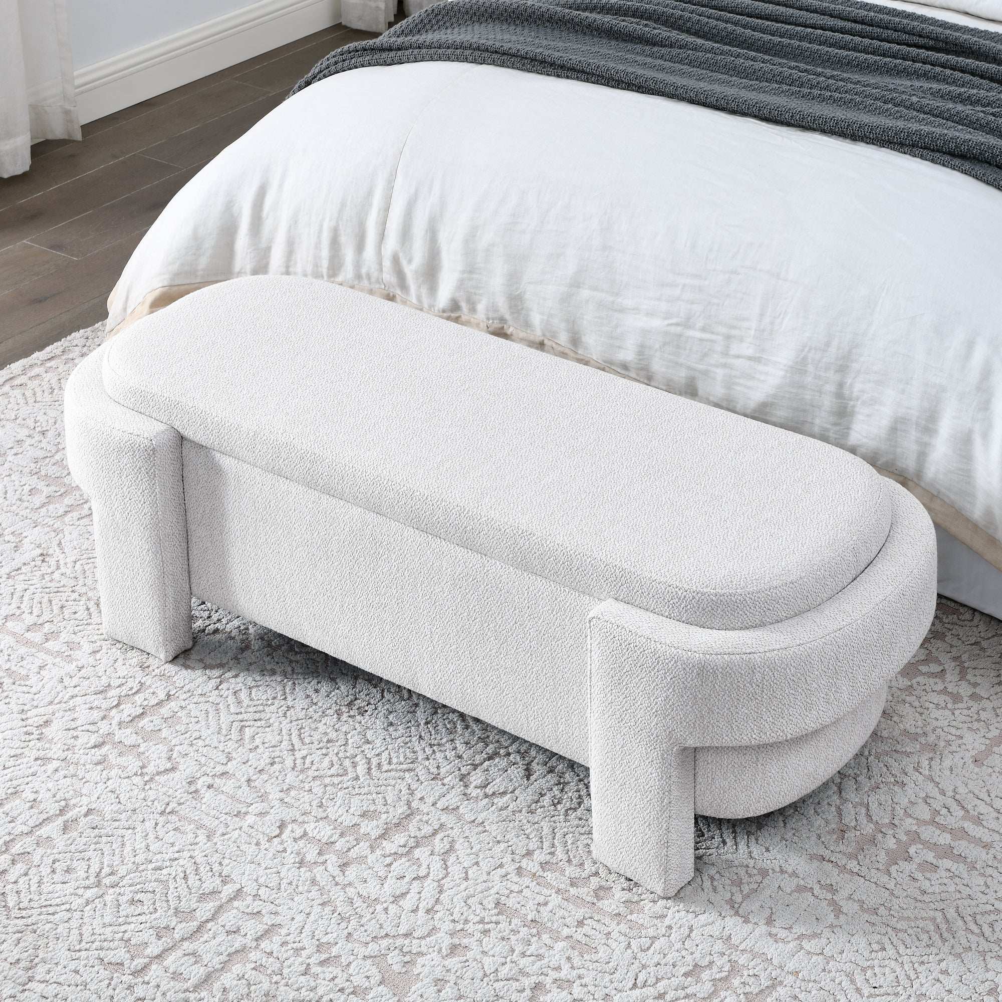 Tessa Cream Linen Storage Bench - Best Buy Furniture