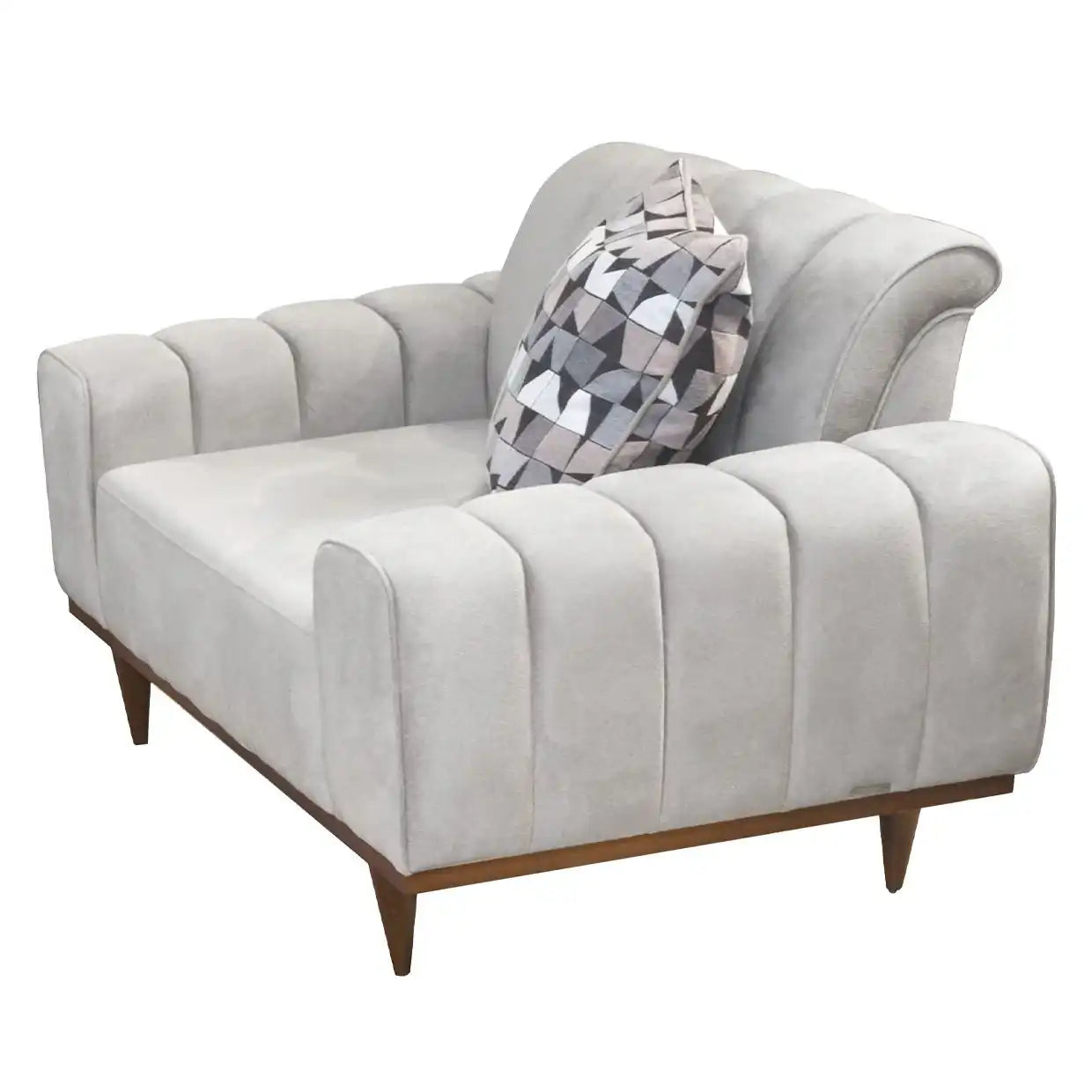 Balboa - Chenille Chair And A Half - Shell Gray/Warm Walnut