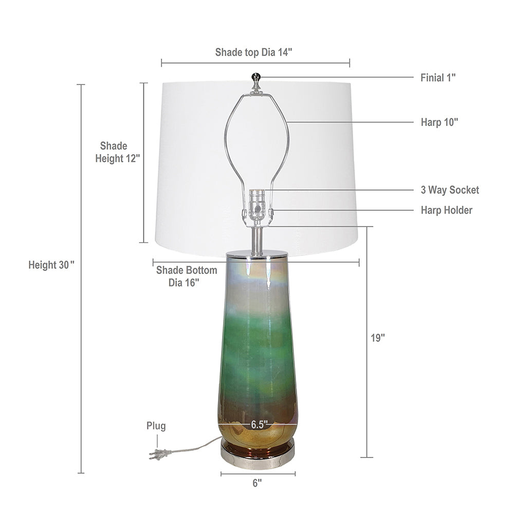 D16x30 Glass Table Lamp