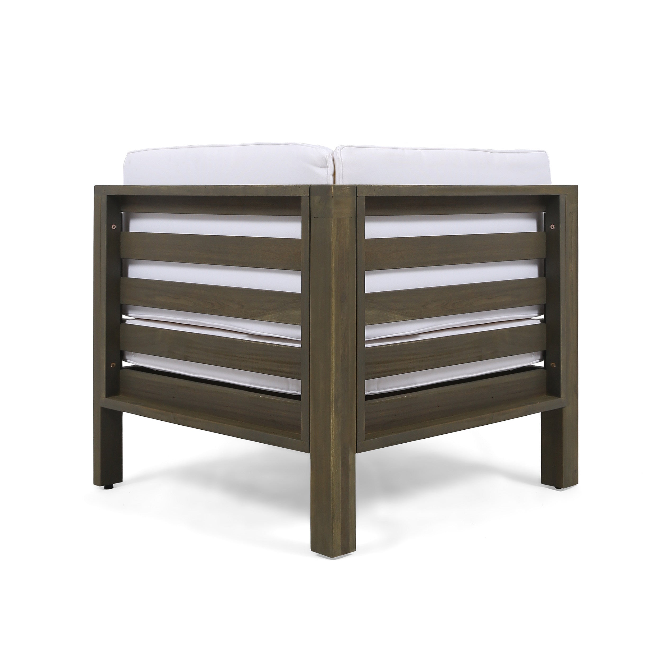 OANA Outdoor Wooden Sectional Set with Cushions, White
