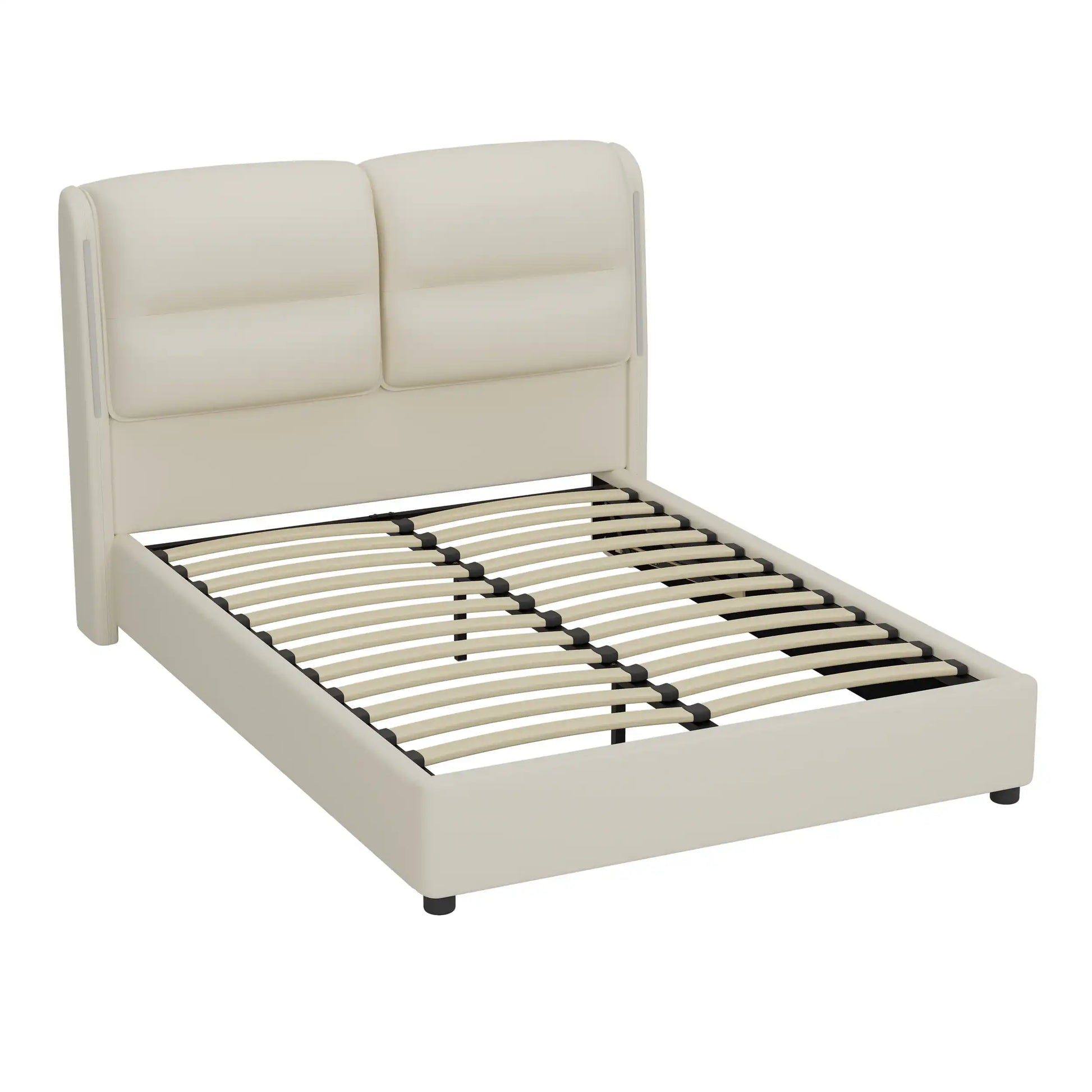 Upholstered Queen Size Hydraulic Platform Bed with Lift Up Storage and Sensor LED Lights - Best Buy Furniture