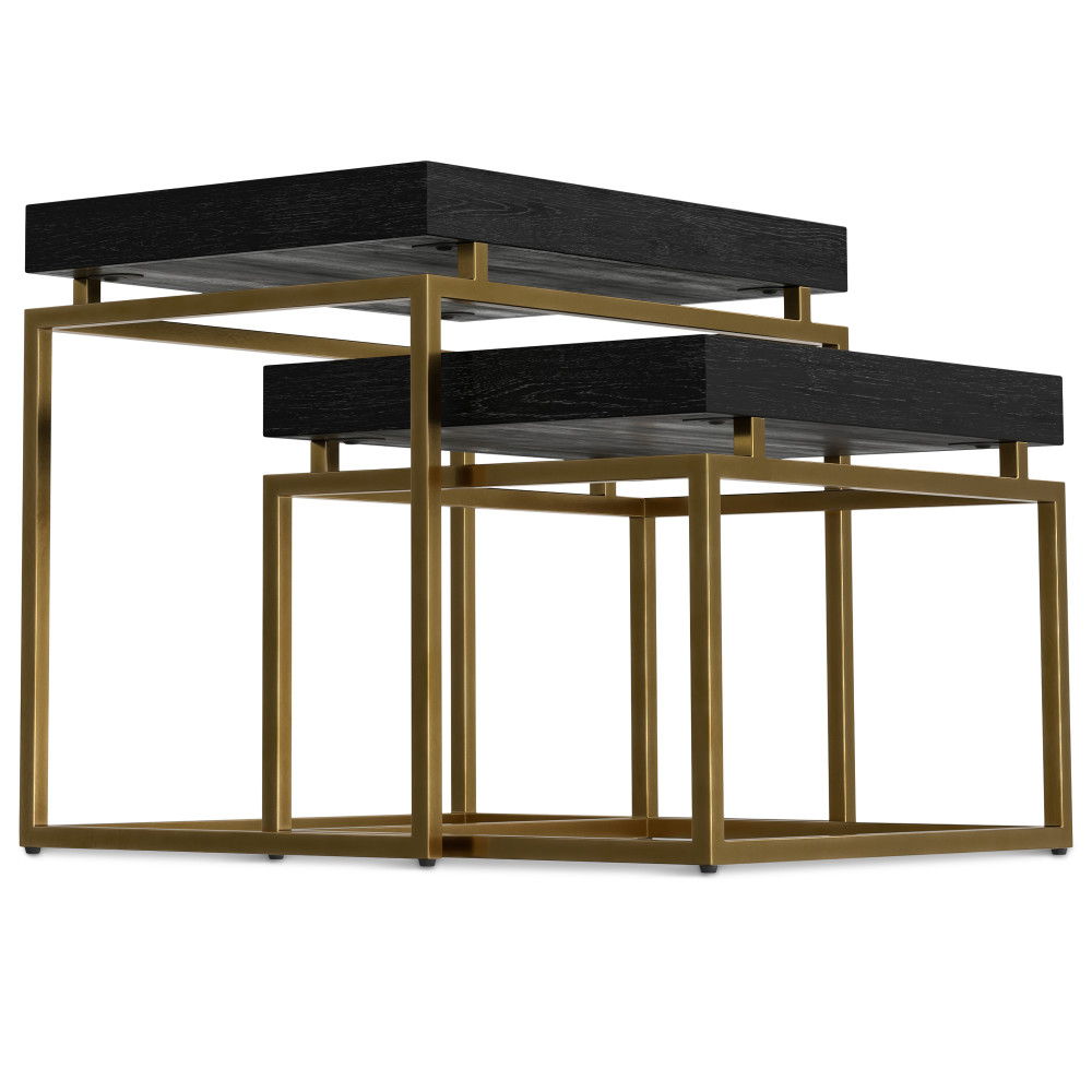 Macy - 2 Pieces Nesting Table - Black / Gold