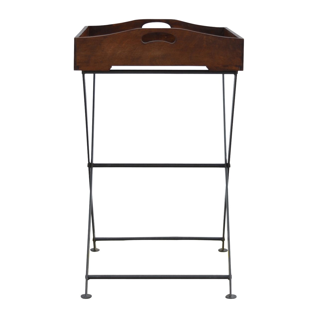 Tray With Cross Iron Base - Brown / Steel Gray