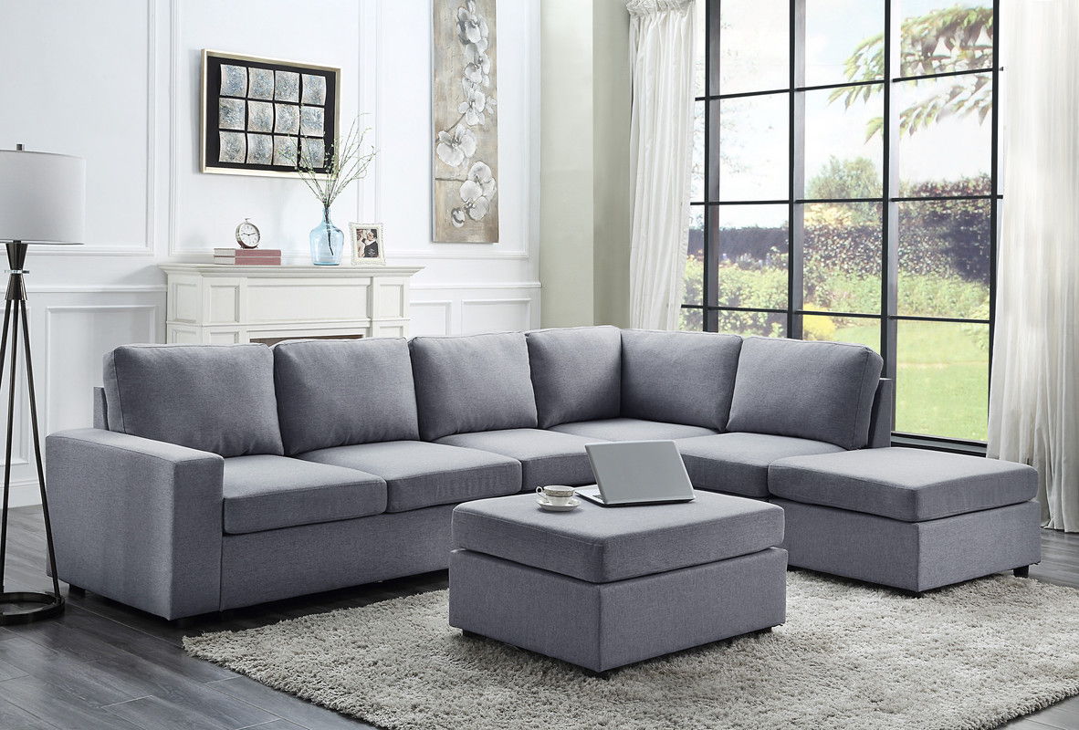 Cassia - 7 Seat Reversible Modular Sectional Sofa With Ottoman