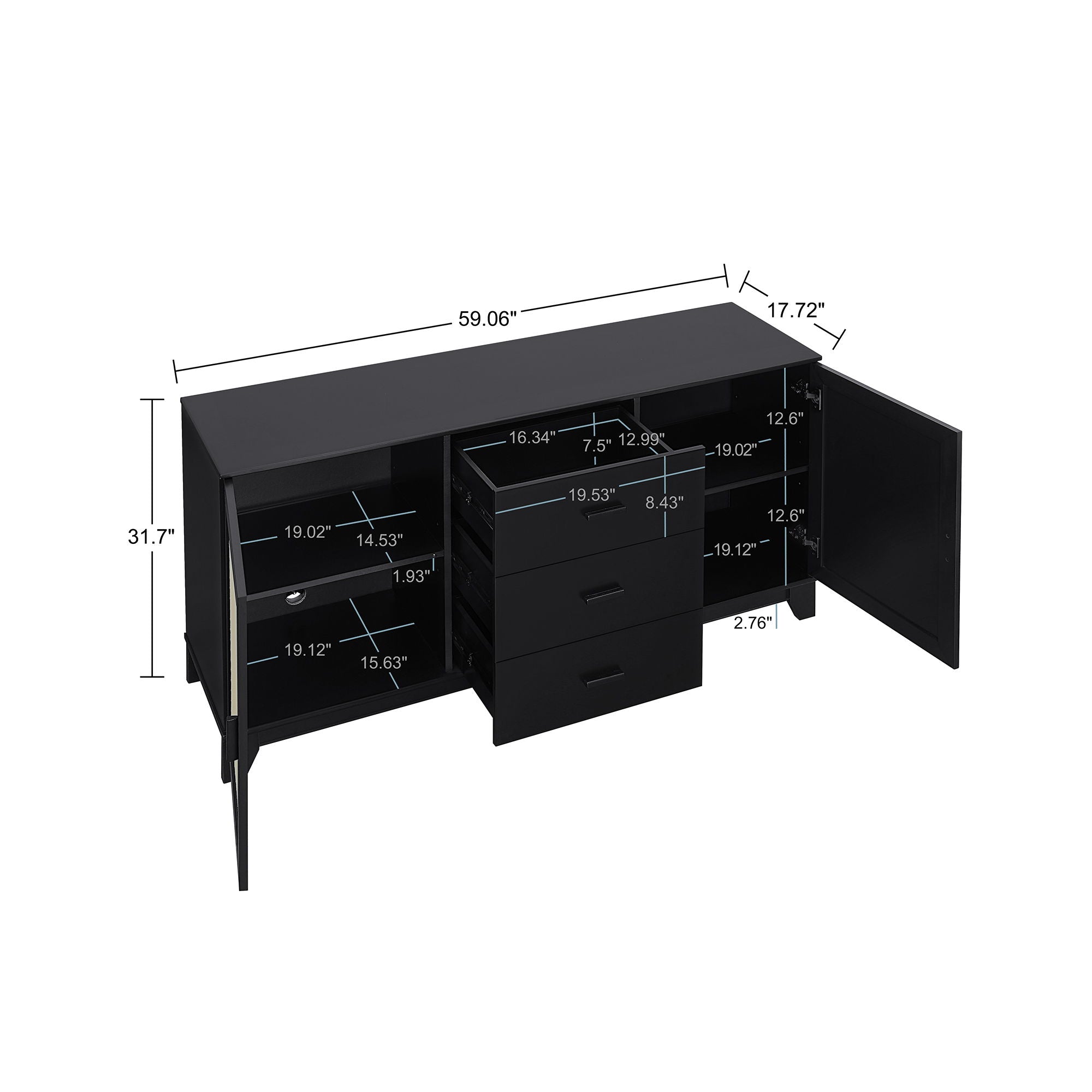 Sheridan - Modern Cane Design Sideboard