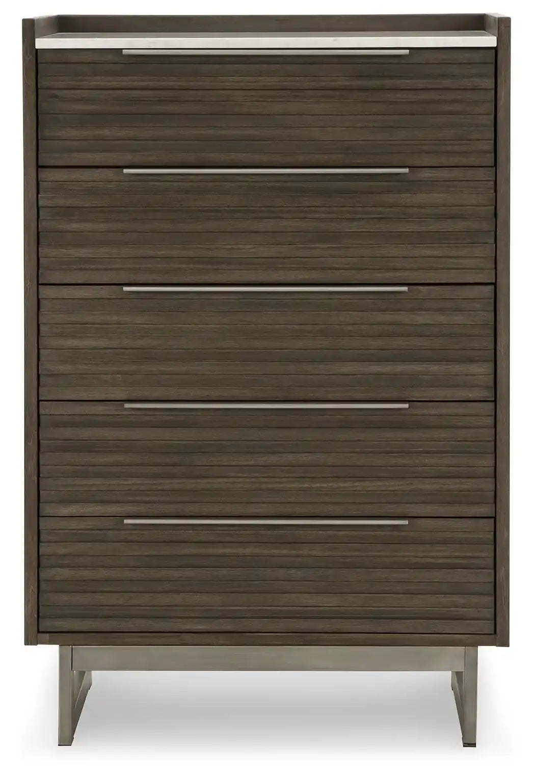 Arkenton - Five Drawer Chest - Grayish Brown / White - Best Buy Furniture