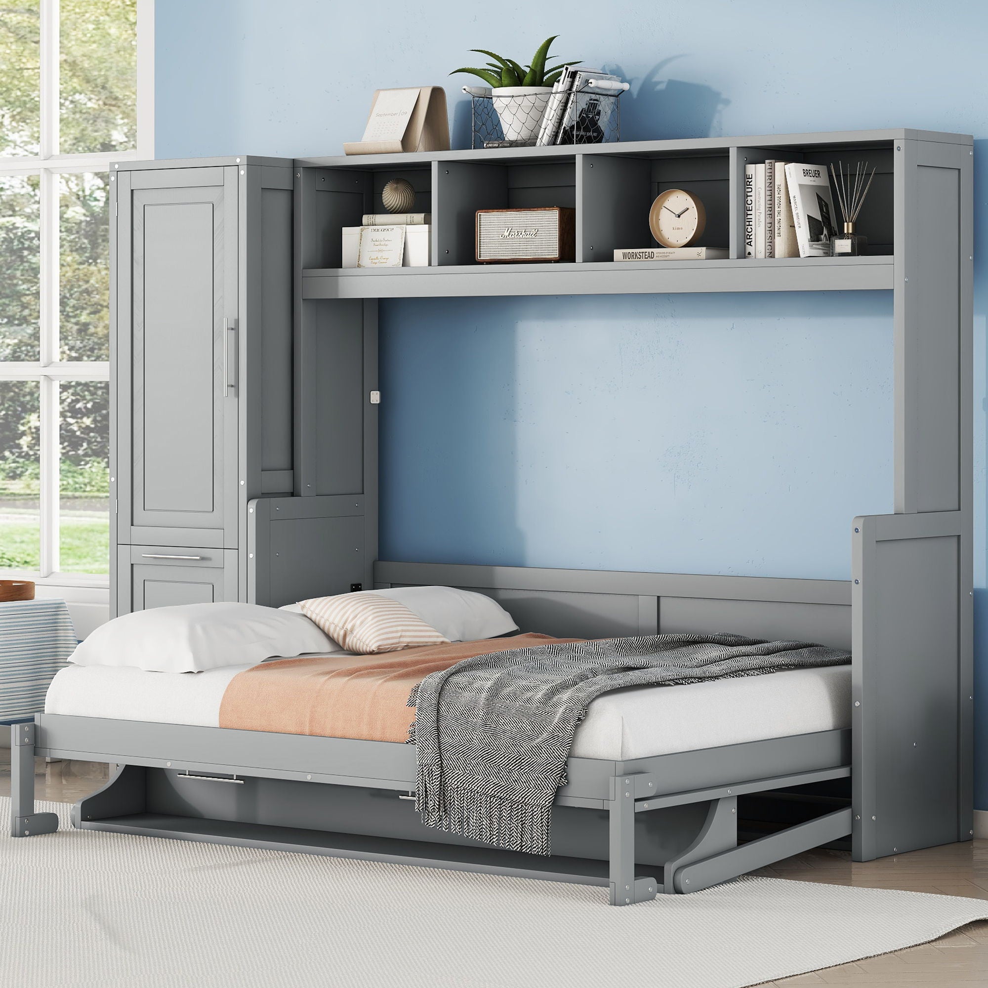 Space Saving Murphy Wall Bed With Closet And Drawers