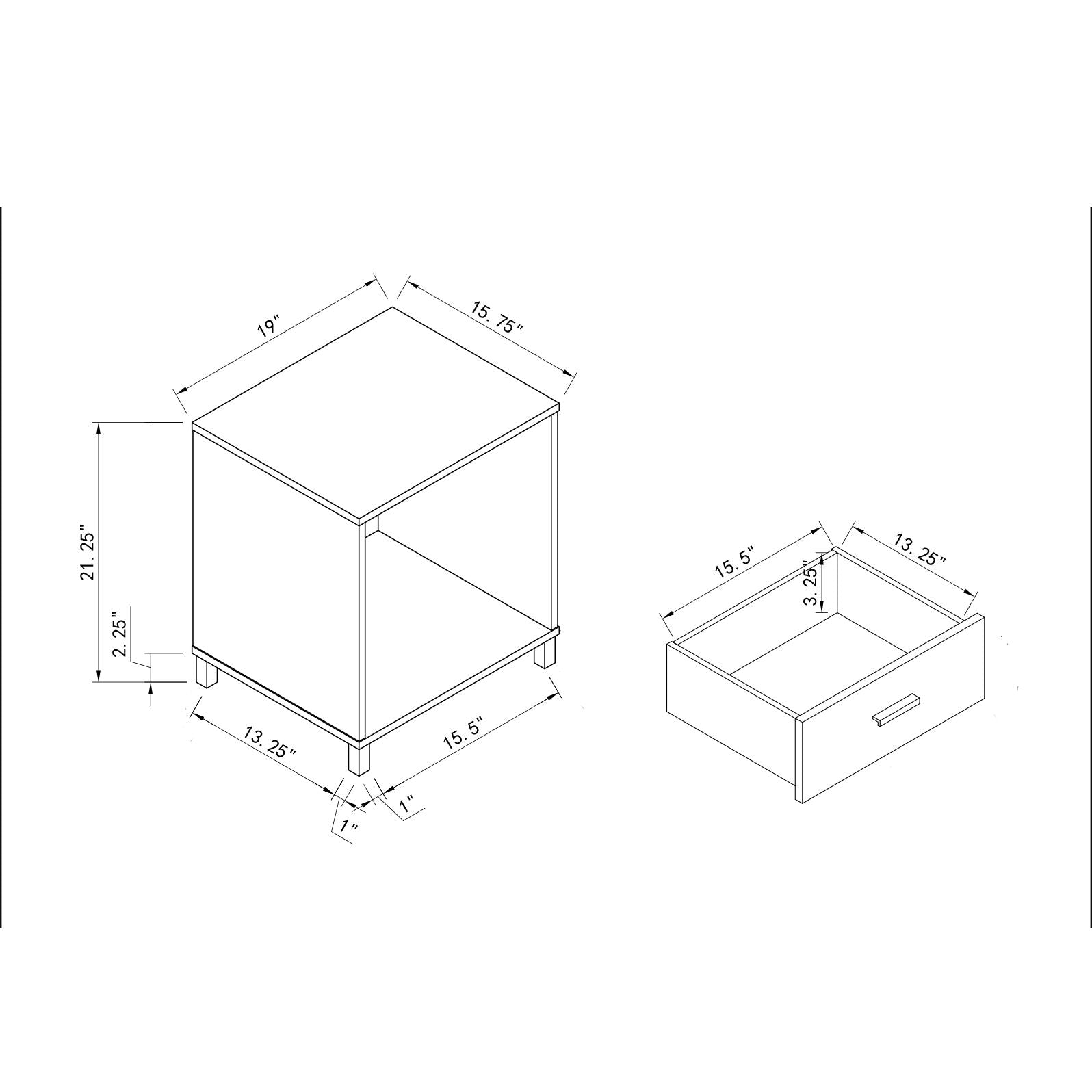 3 Drawer Nightstand Locking Top Drawer Metal Drawer Glides Metal Bar Handles - Best Buy Furniture