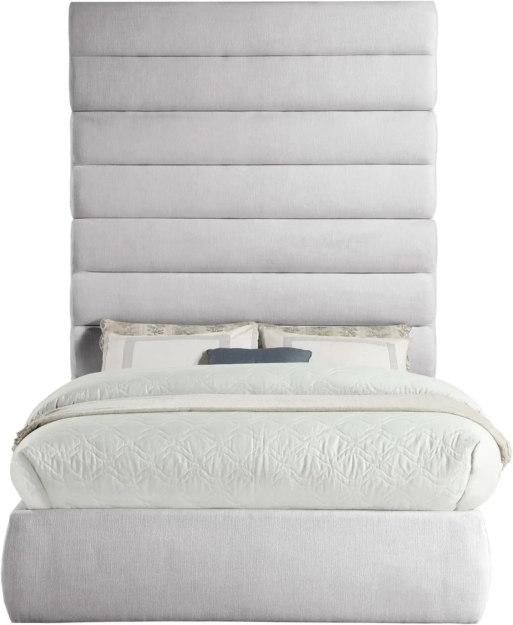 Adam - Linen Fabric Bed With 89" Headboard