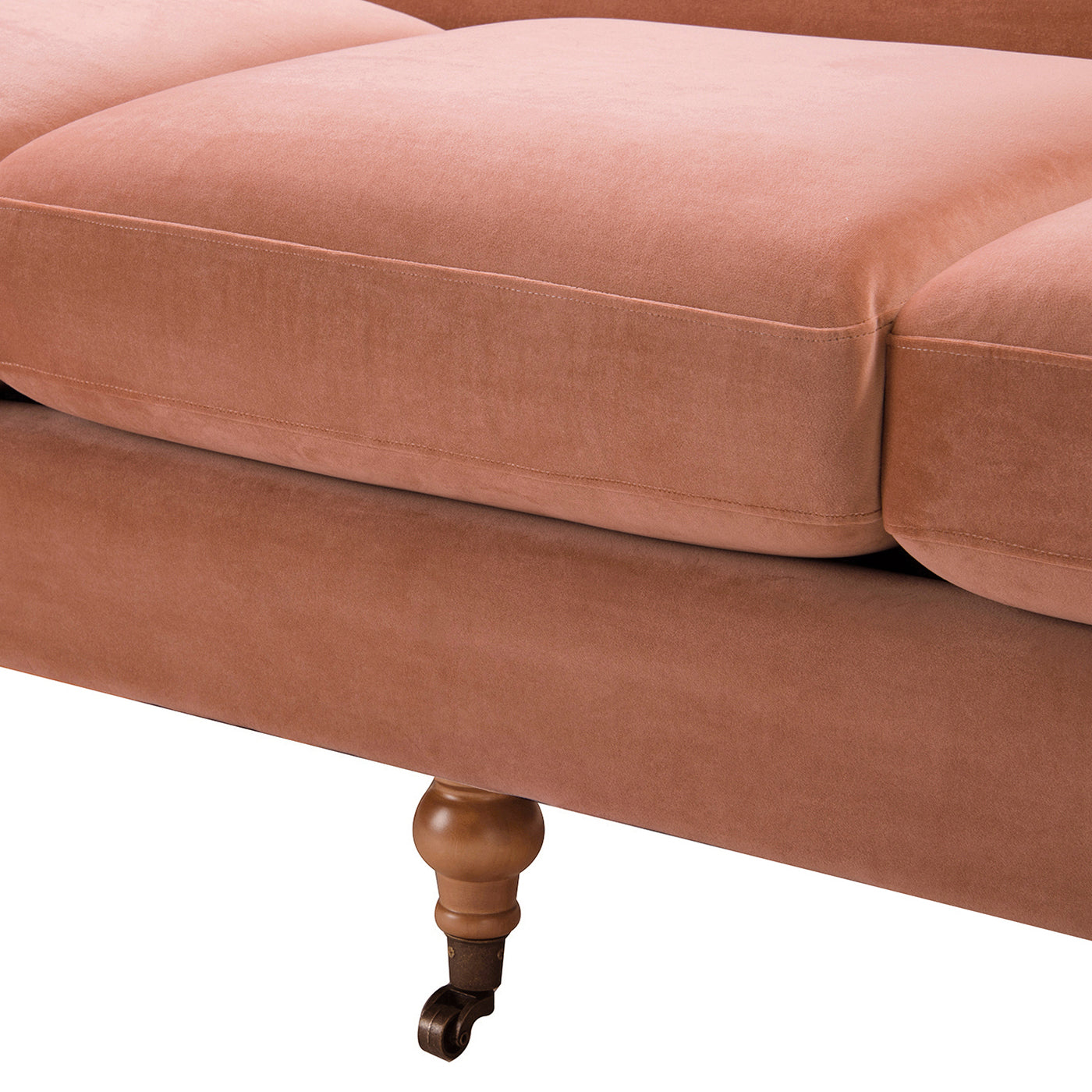 Alana lawson three-cushion tightback sofa, peach orange velvet