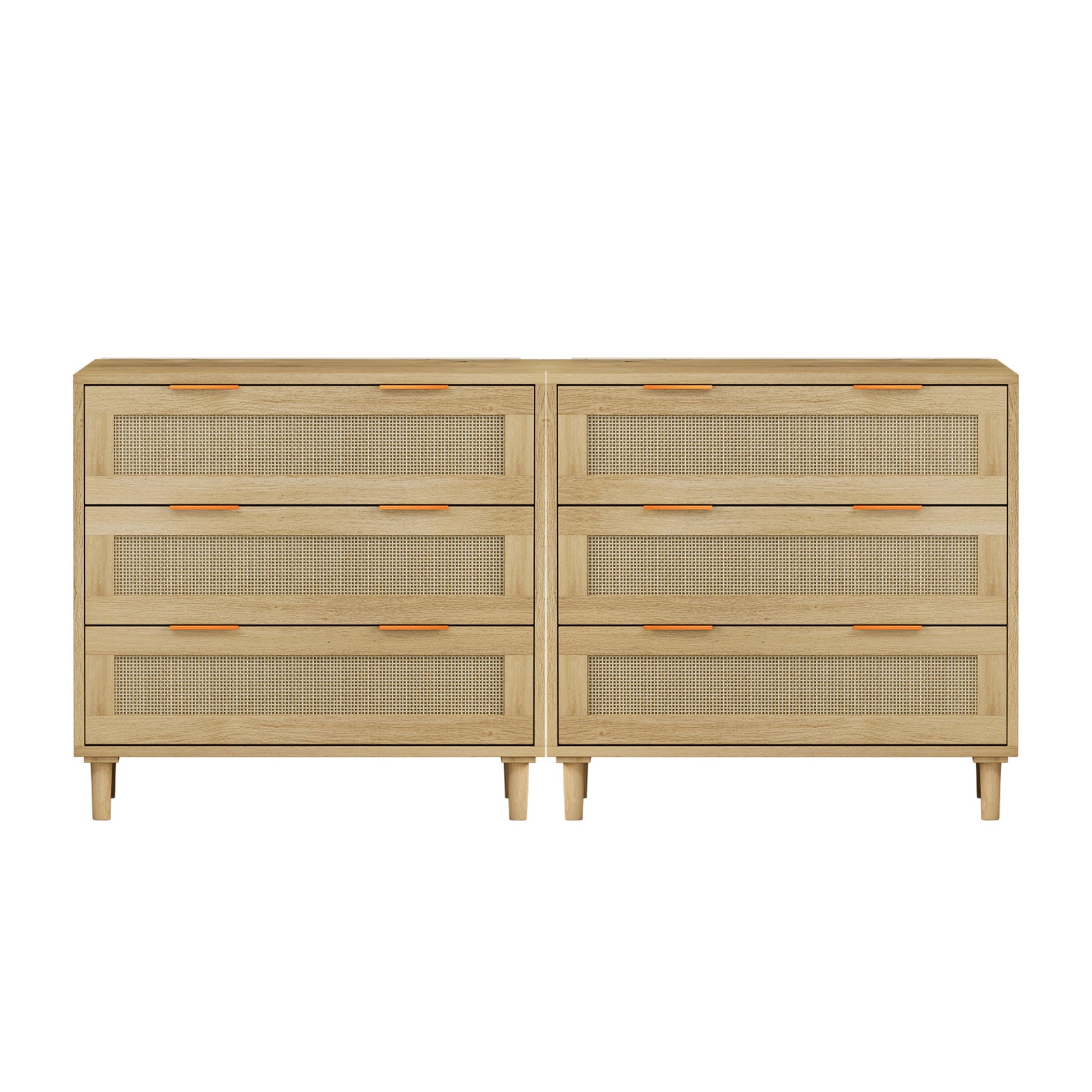 3 Drawers Rattan Storage Cabinet Rattan Drawer, For Bedroom, Living Room, Dining Room, Hallways (Set of 2) - Oak - Best Buy Furniture