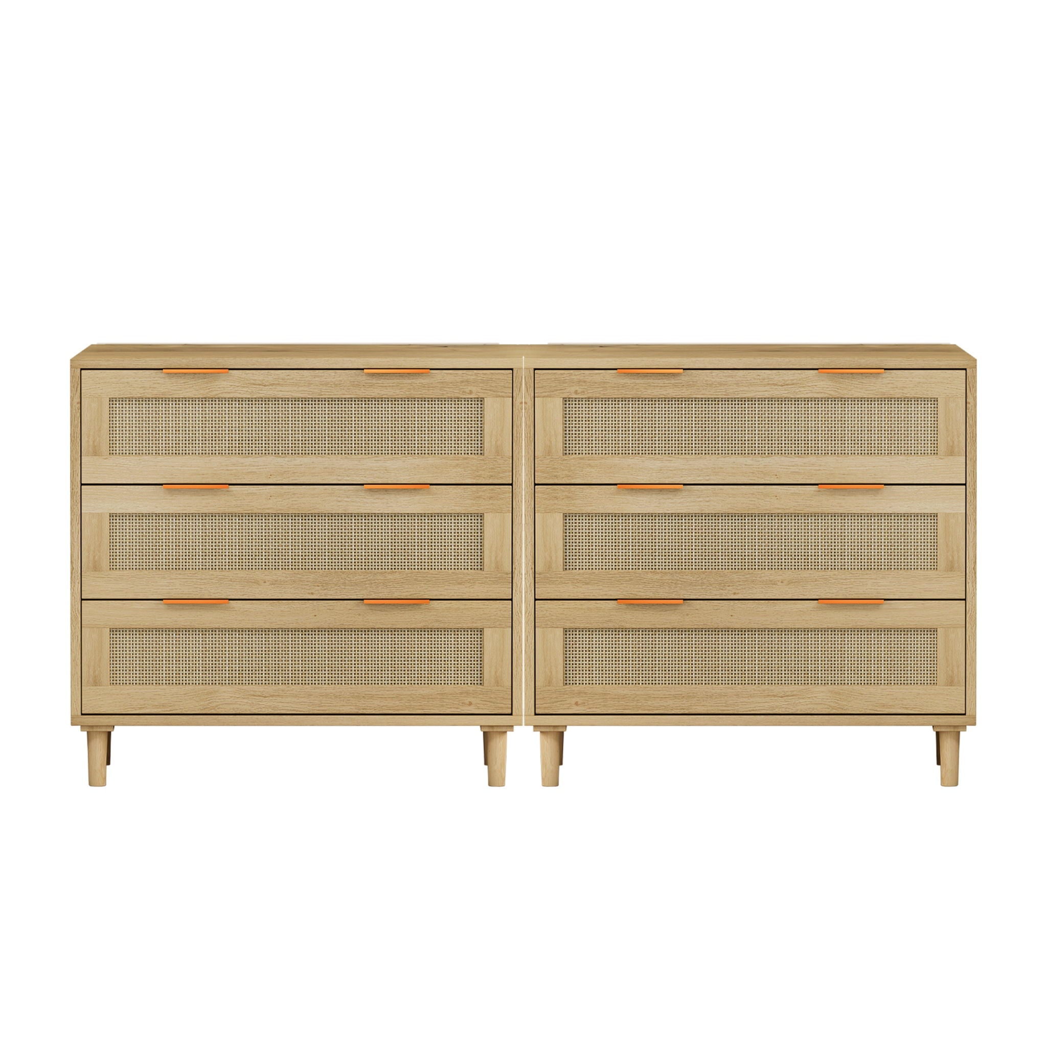 3 Drawers Rattan Storage Cabinet Rattan Drawer, For Bedroom, Living Room, Dining Room, Hallways (Set of 2) - Oak - Best Buy Furniture