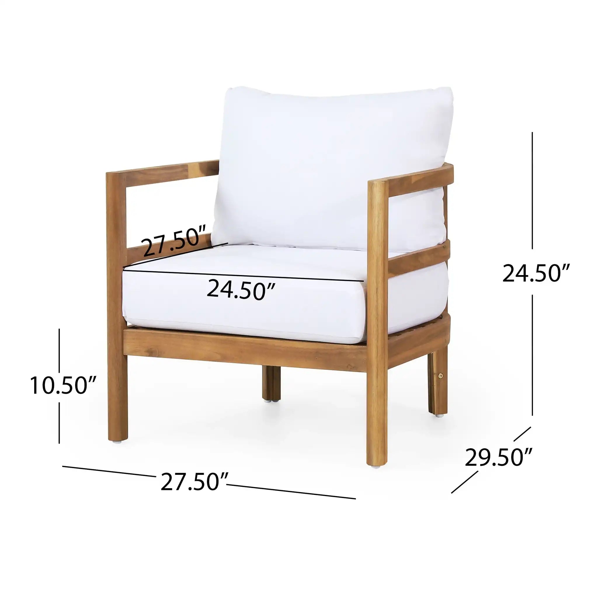 Outdoor Acacia Wood Patio Club Chair, Waterproof Thick Cushion, Deep Seating - Best Buy Furniture