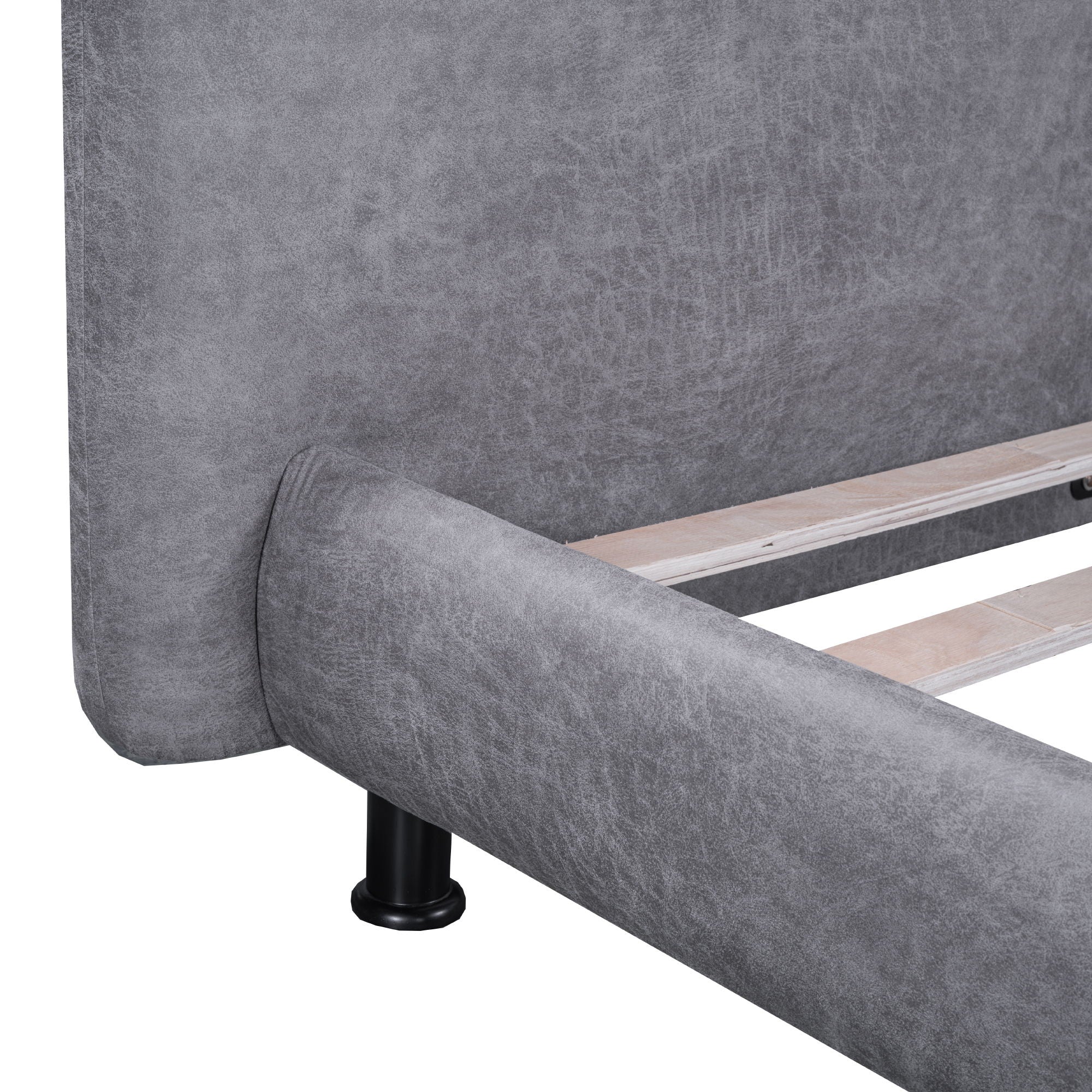 Upholstered Platform Bed With 2 Large Headrests And Thick