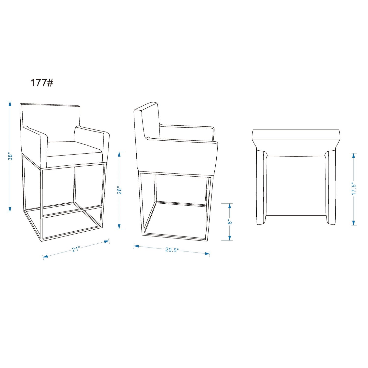 Ambassador - Counter Stool With Square Frame