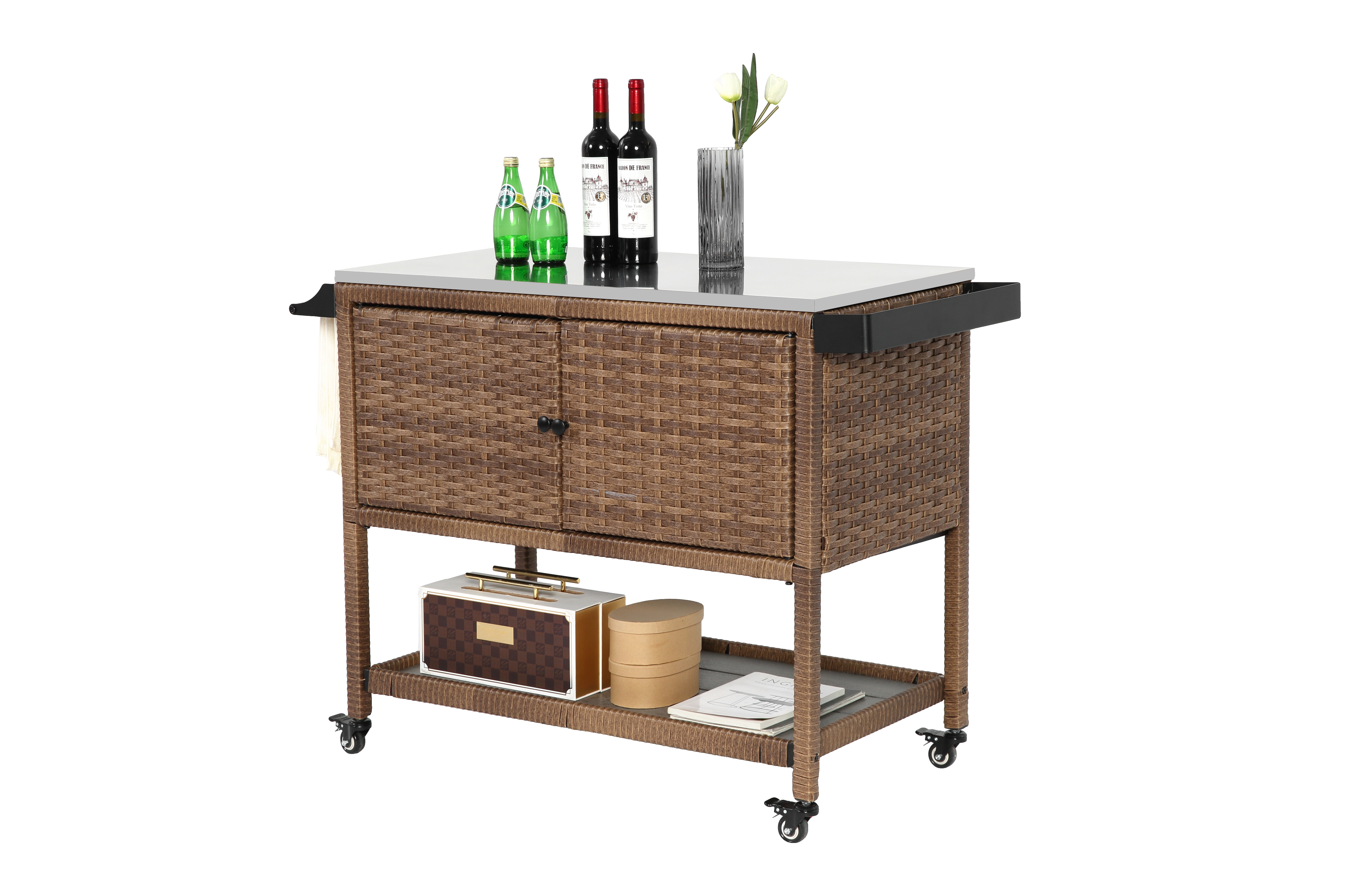 Outdoor Wicker Bar Cart