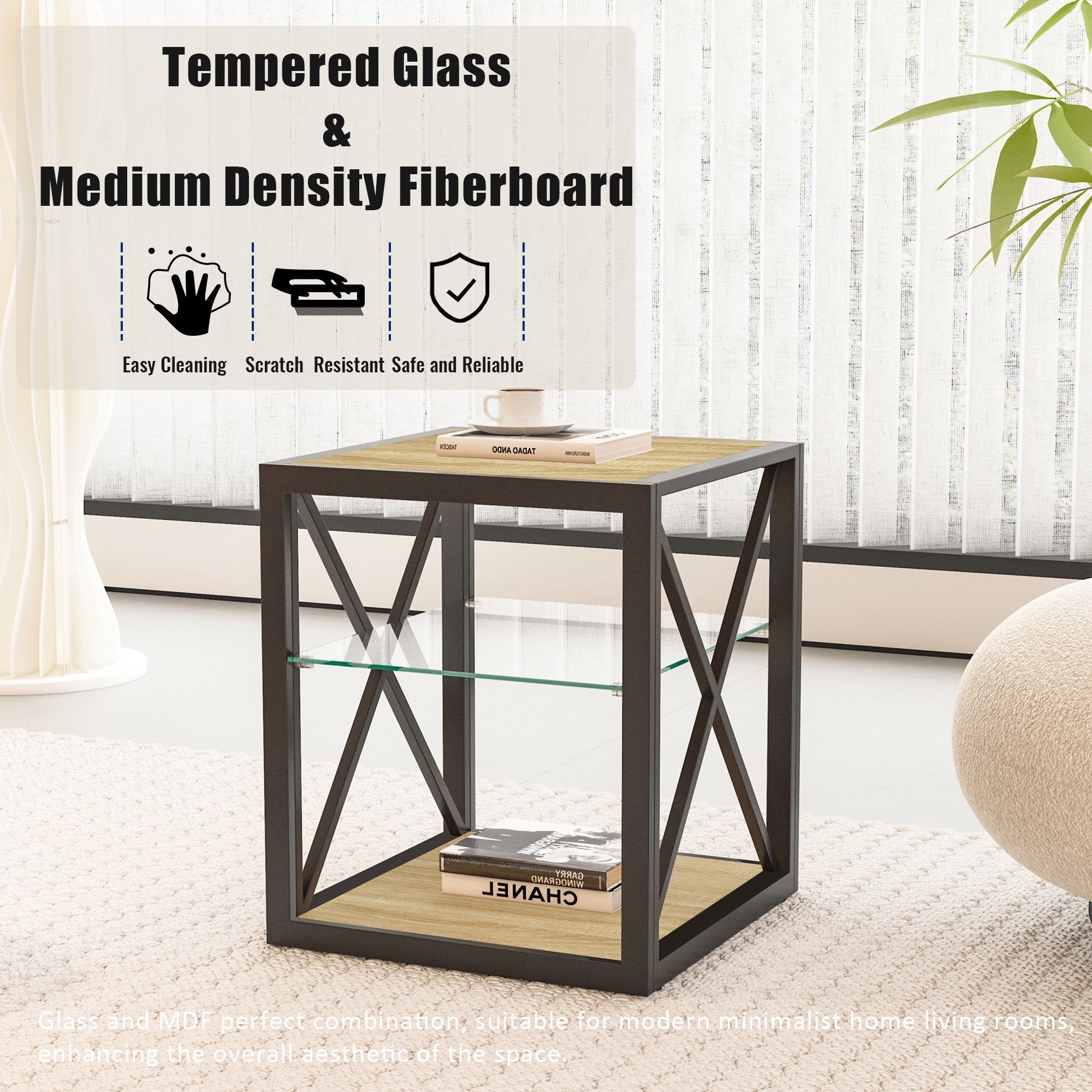 1 Piece Modern End Table Nightstand for Bedroom & Living Room