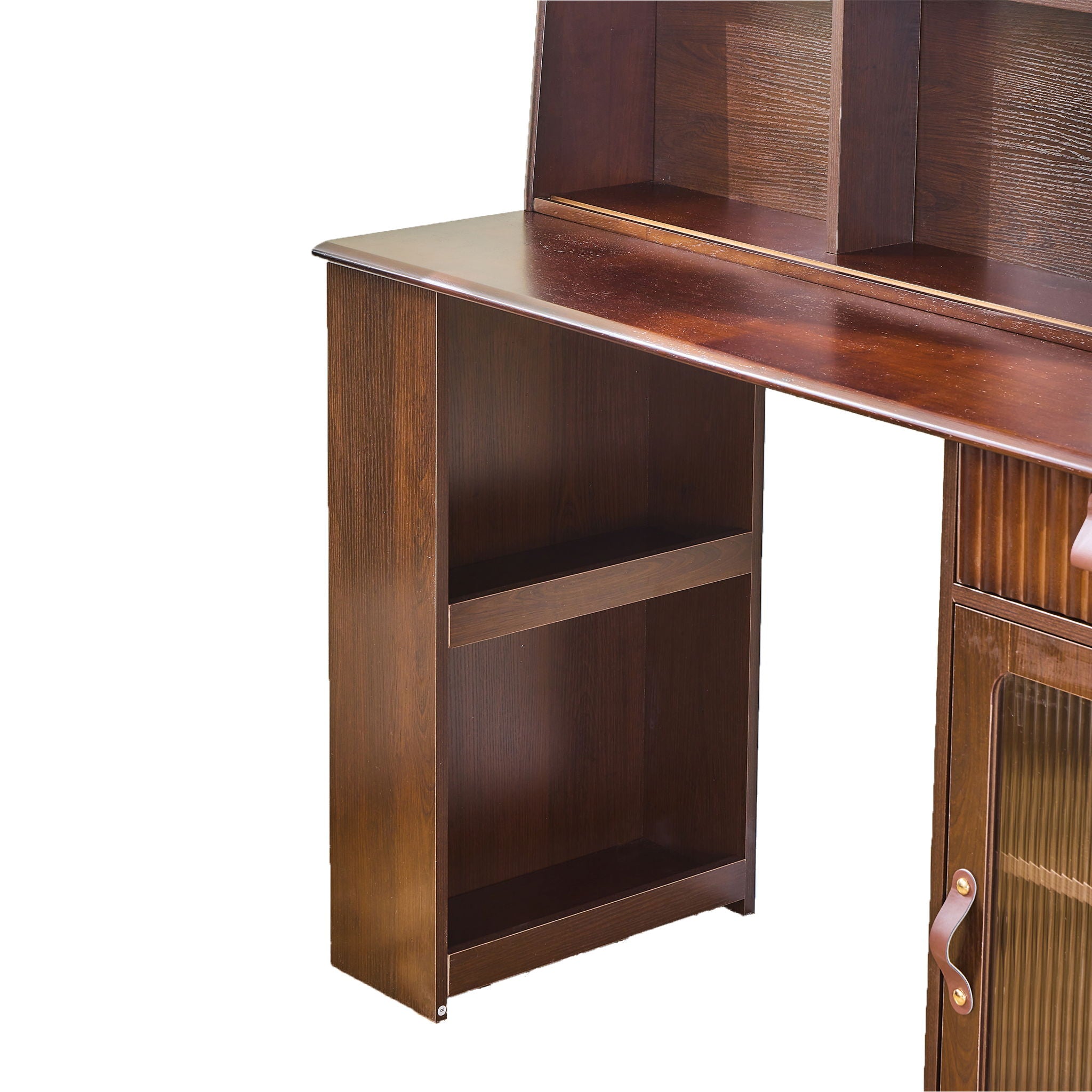 Modern Elegance Makeup Vanity Desk With Adjustable Lighted Mirror Storage Shelves Drawer And Cabinet - Walnut - Best Buy Furniture