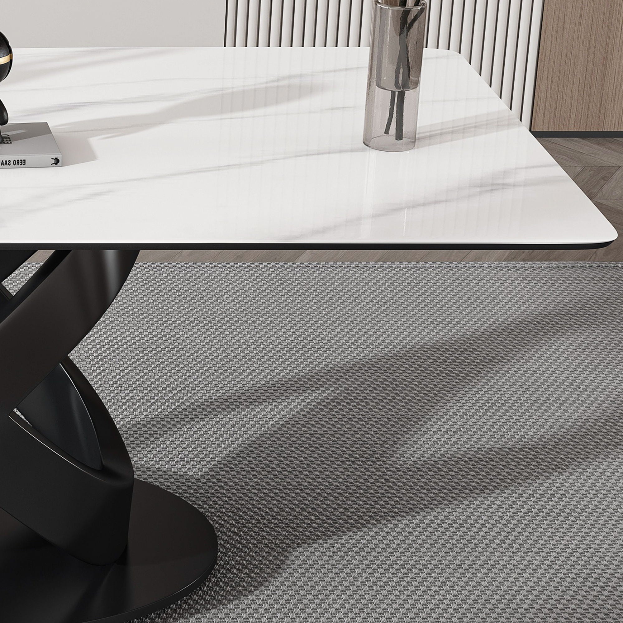 Rectangular Dining Table, Table For 8 Guests - Black / White